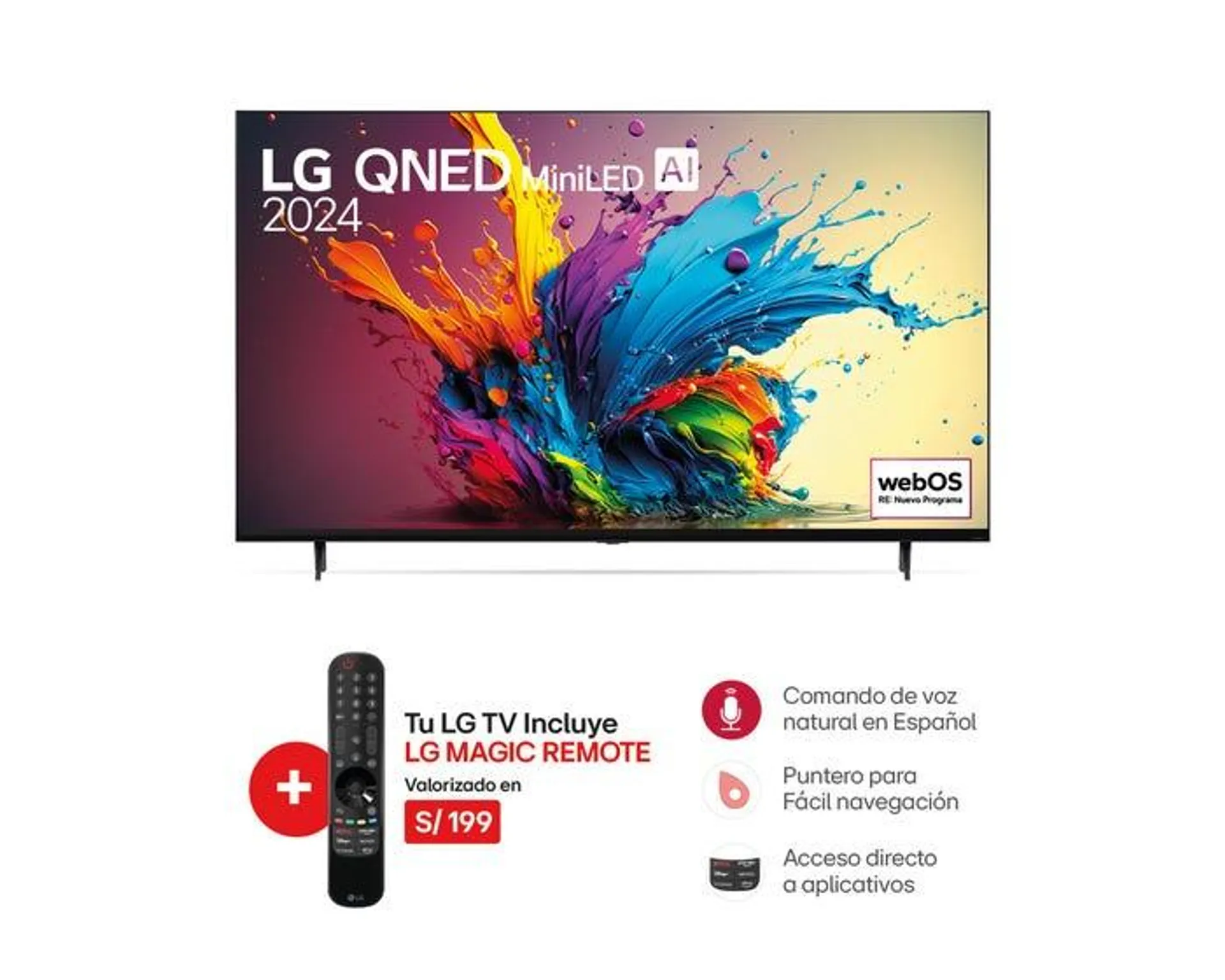 Televisor LG Smart TV 65" QNED MiniLED 4K UHD 65QNED90TSA