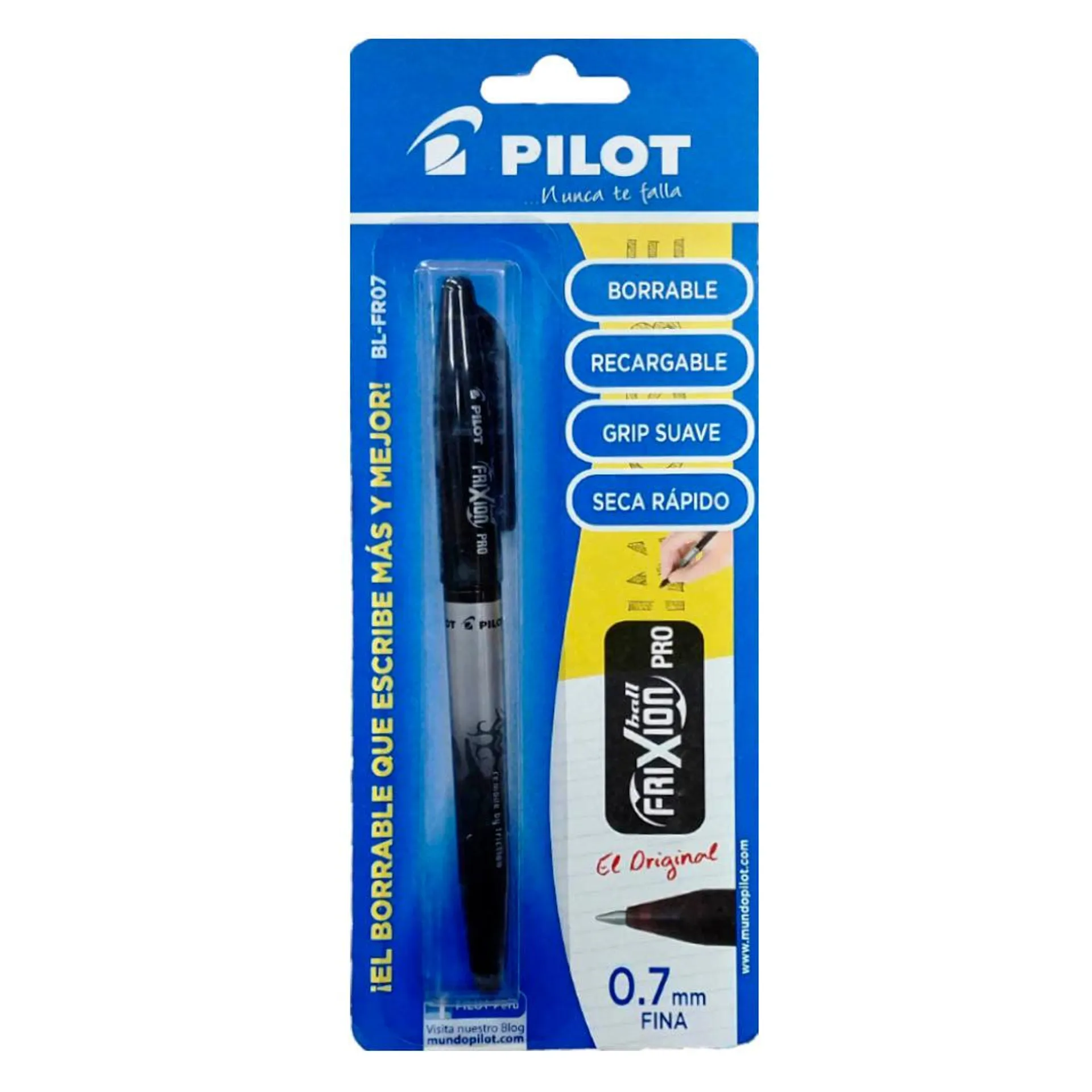 Boligrafo Pilot Frixion Ball BL-FR07 Borrable Negro Blister