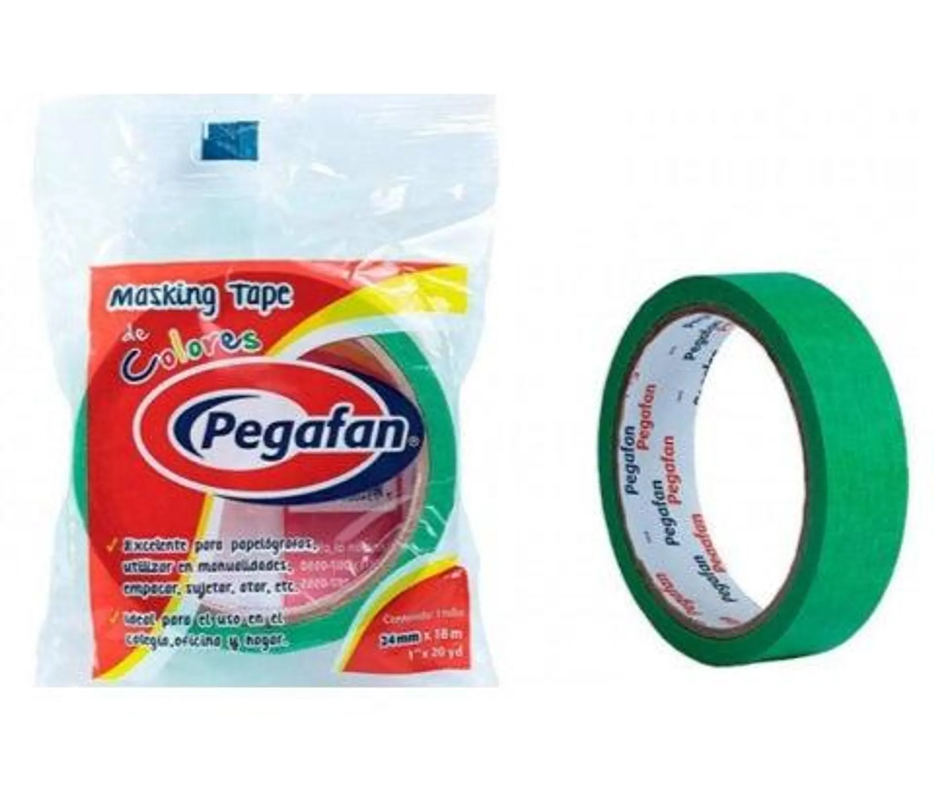 Cinta Masking Tape Escolar Pegafan (48mm x 18M /20 Yd) Verde