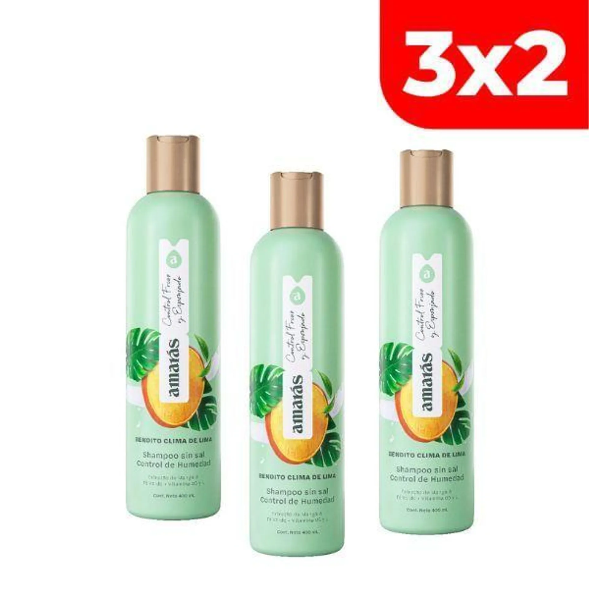 3x2 Amarás Shampoo Control Frizz – Frasco 400ML