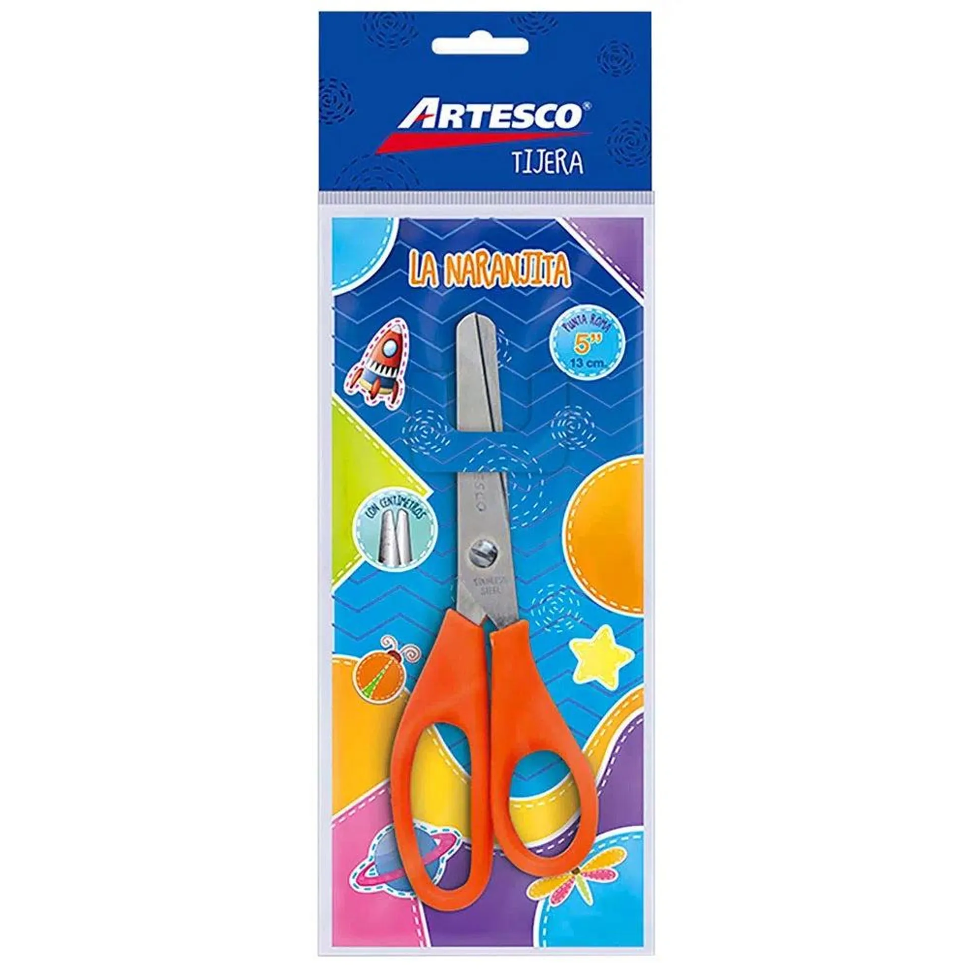 Tijera Artesco 5.5" La Naranjita Mango Plástico