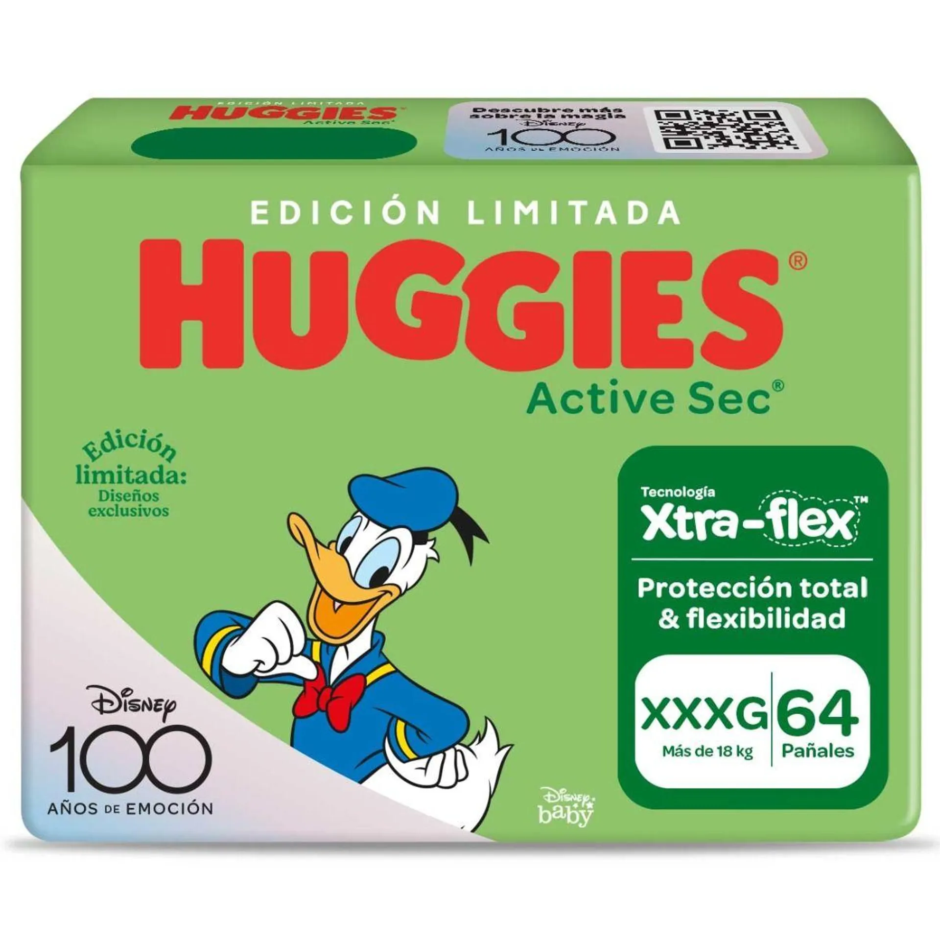 Pañal Huggies Active Sec Xtra-Flex Talla XXXG - Bolsa 64