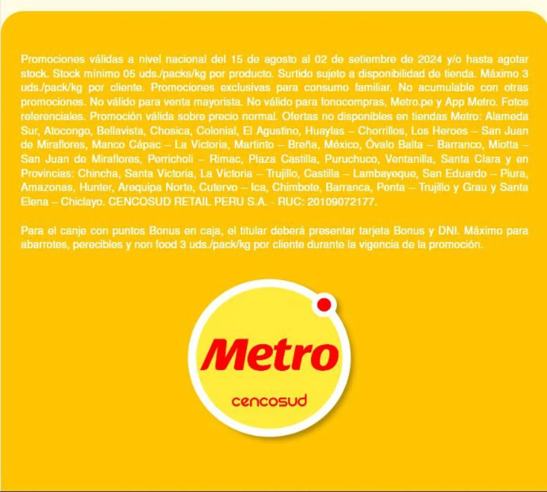 Catalogo de Catálogo Metro 16 de agosto al 2 de setiembre 2024 - Pag 3