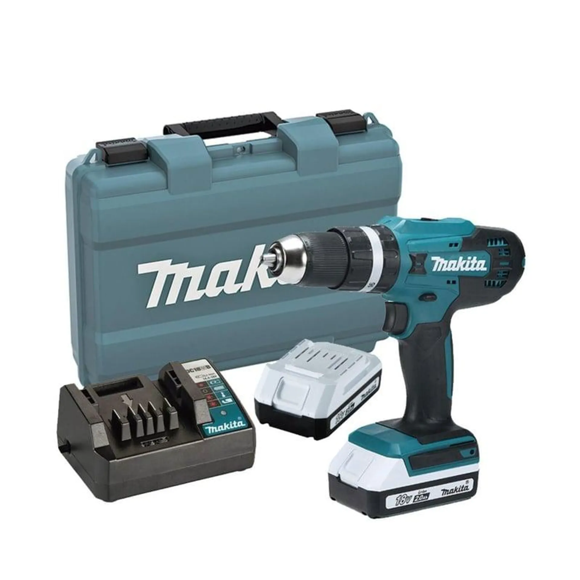 Taladro Percutor 1/2'' 18V G-Battery 38Nm HP488D006 + 2 Baterías 2.0 Ah + 1 Cargador Serie G Makita + Maleta plástica