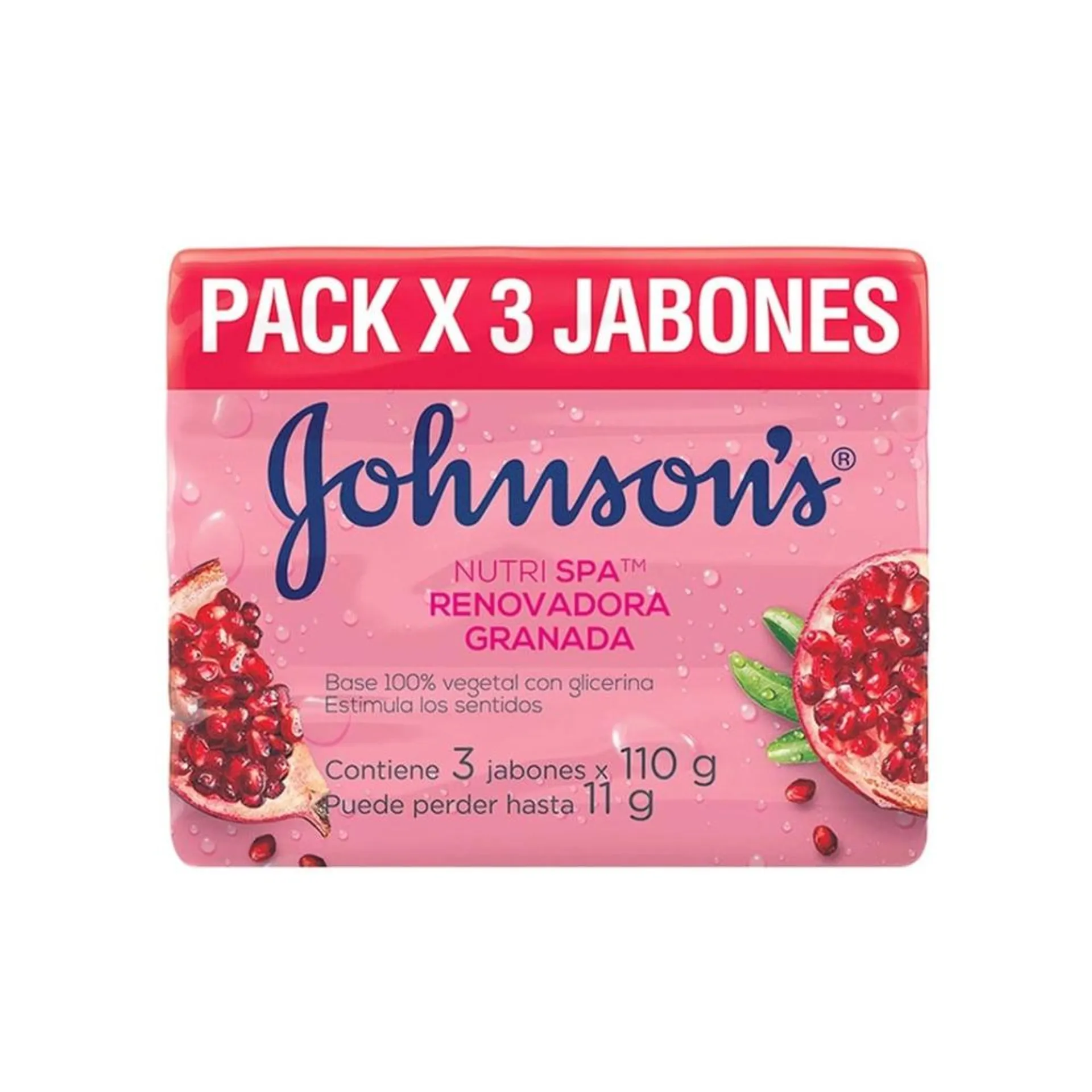 Johnson's Granada Jabón en Barra Pack x 3 Unidades de 110 g