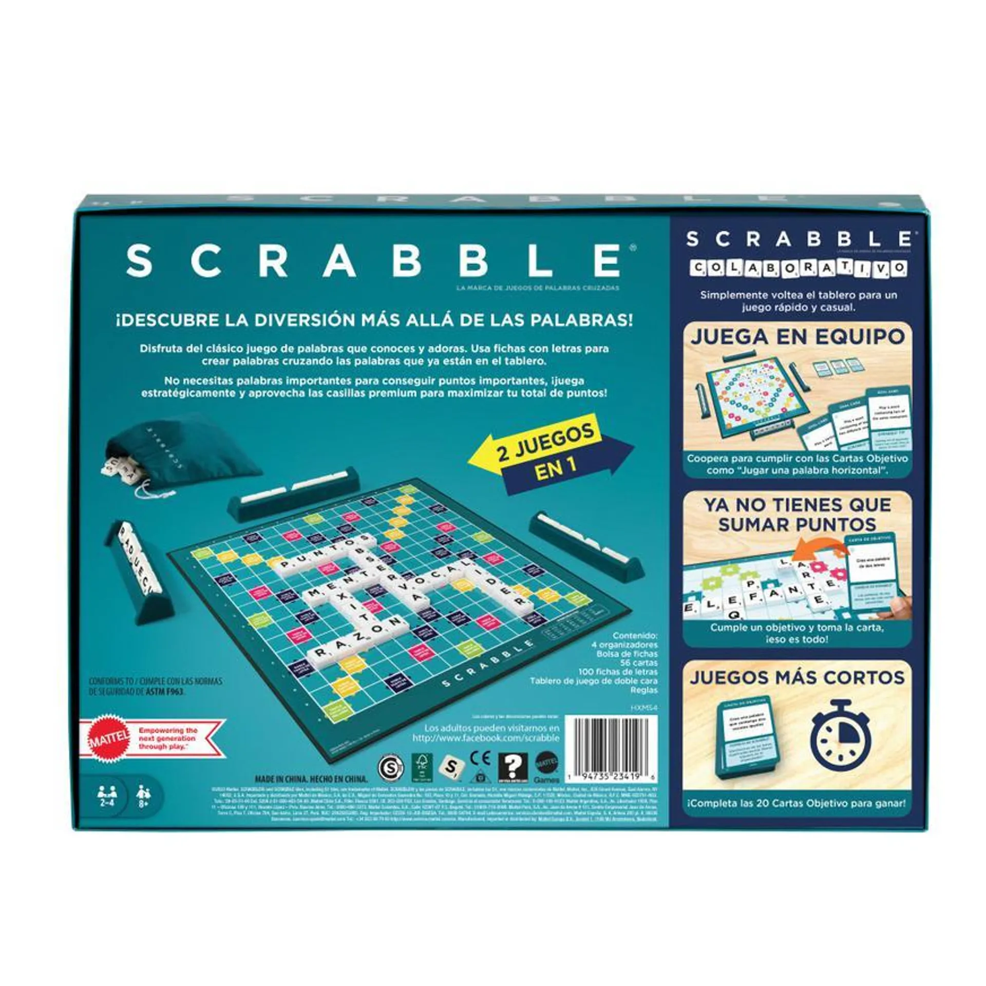 Juego De Mesa Scrabble 2 En 1 Colaborativo