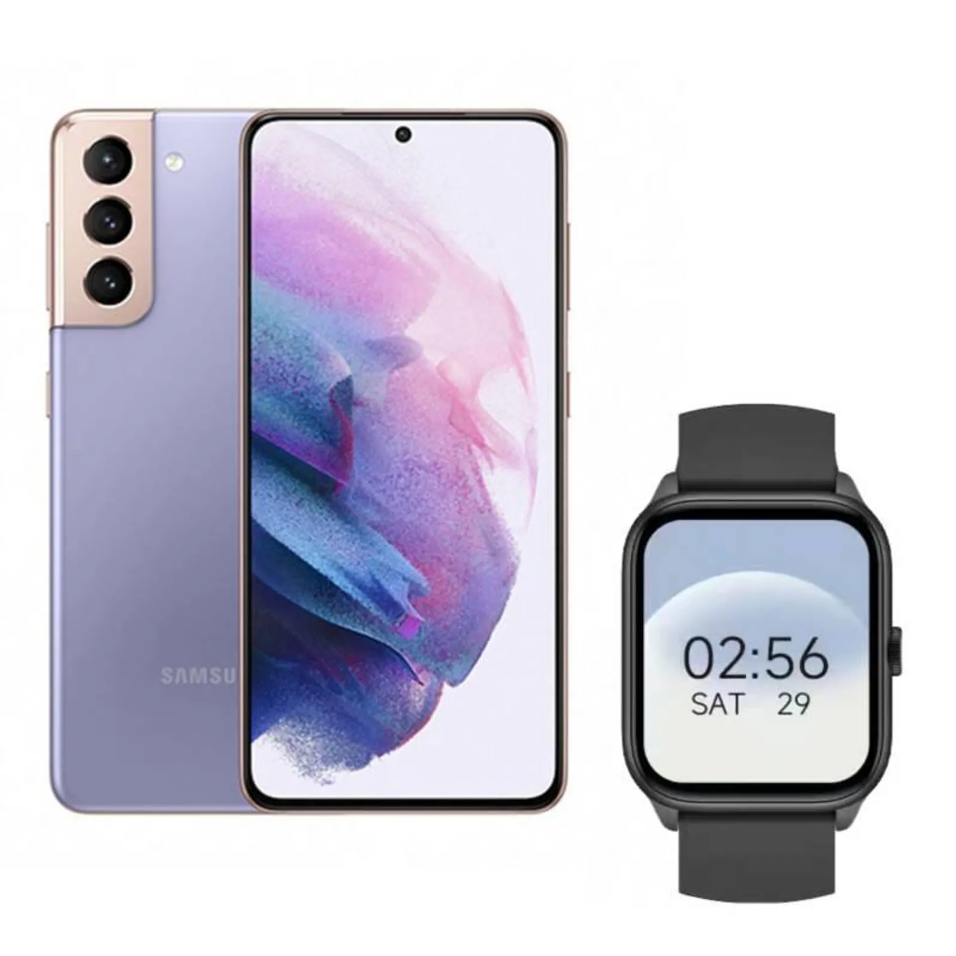 Samsung Galaxy S21 Plus 5G 8GB 128GB SM-G996U1 S8 Smartwatch - Violeta