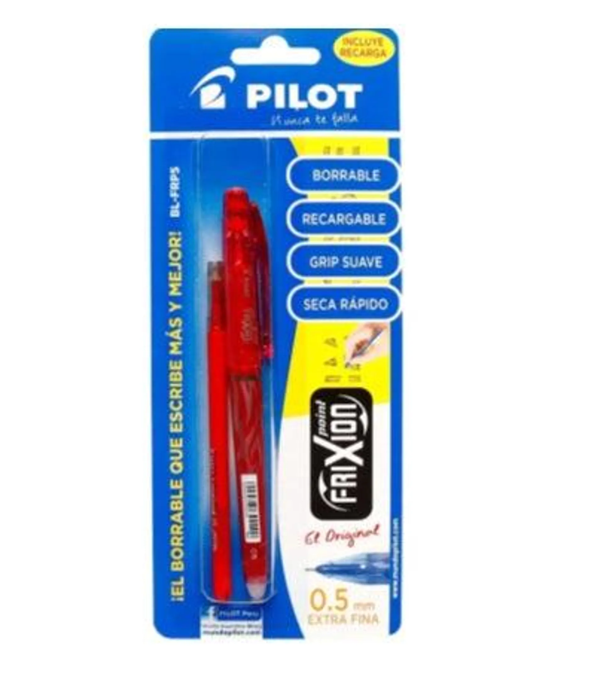 Bolígrafo Pilot Frixion tinta Gel (Bl-Fr5) Borrable Punta Aguja Rojo+Repuesto