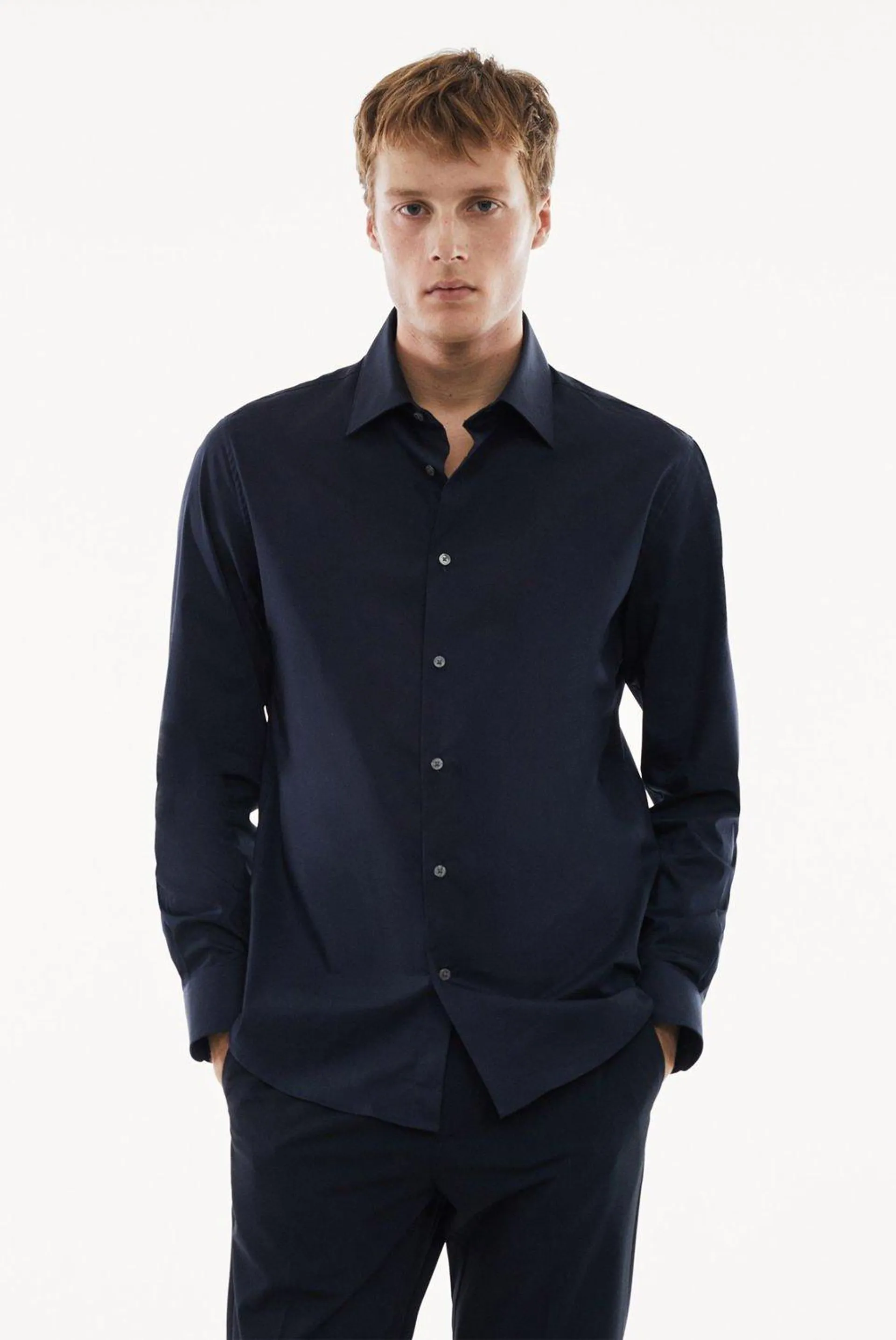 Camisa Algodón Hombre Mango Fácil Planchado