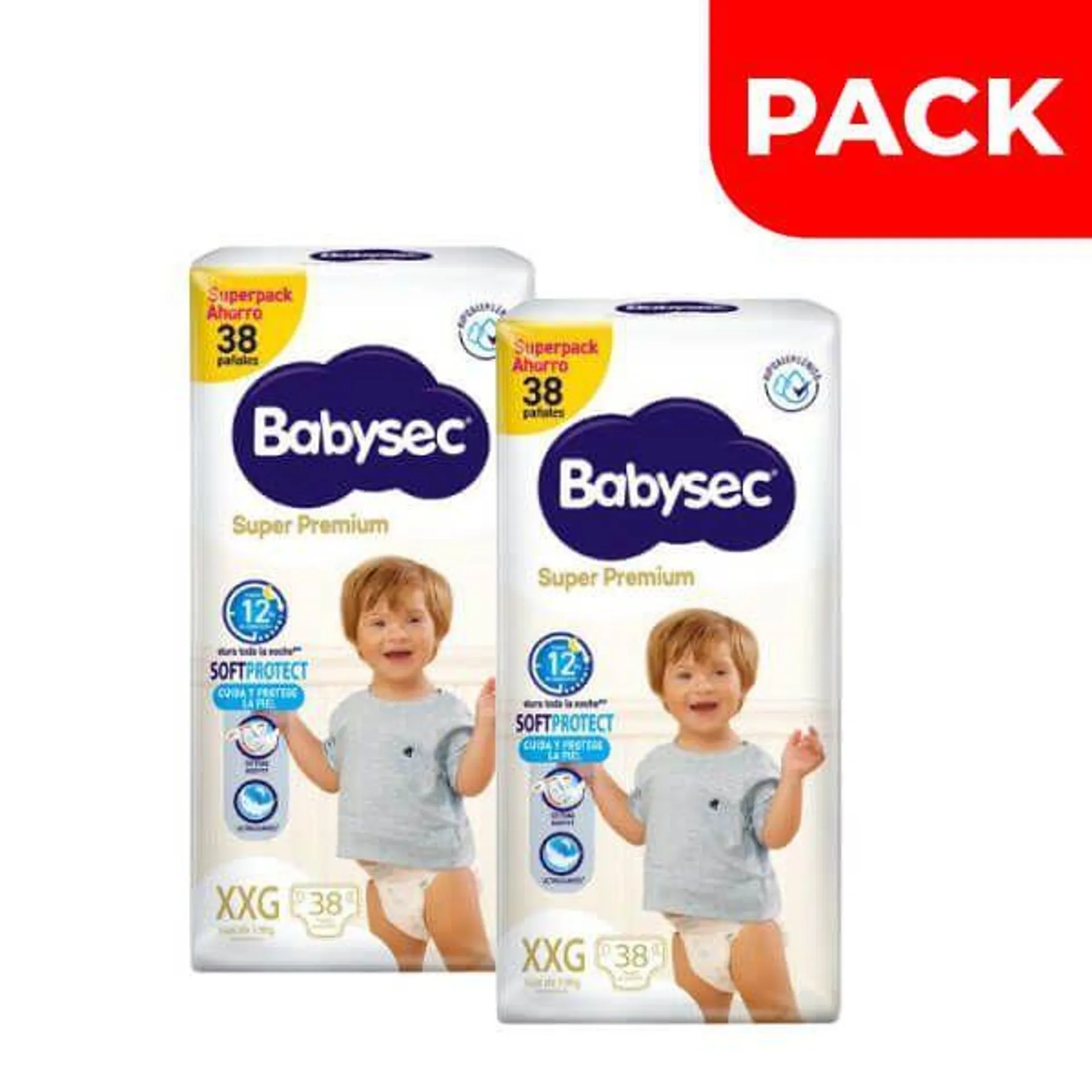 Dúo Pack Pañal Babysec Súper Premium Talla XXG - Bolsa 38 UN