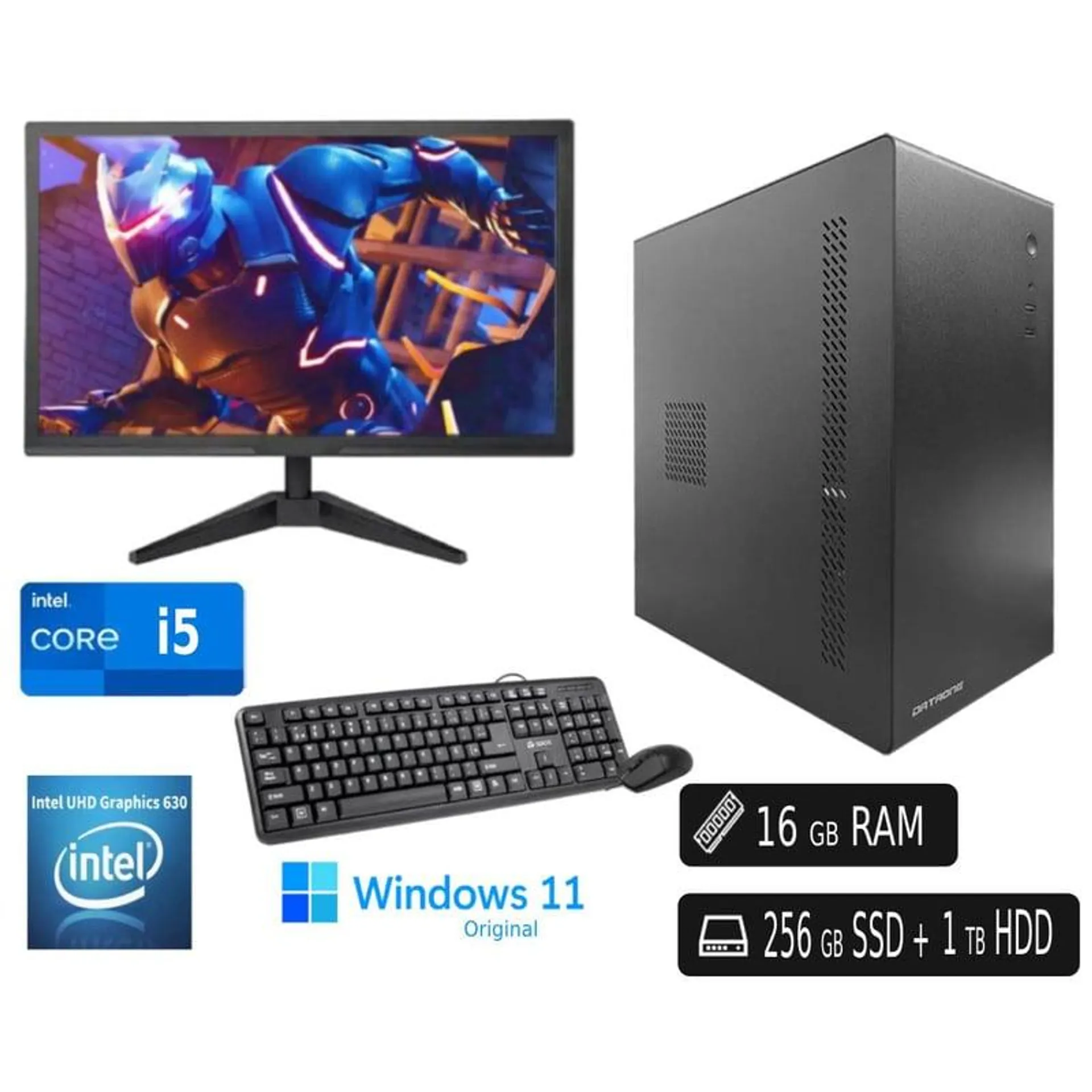 COMPUTADORA PC Intel Ci5 7500 16GB 256GB SSD 1TB HDD Monitor LED 22