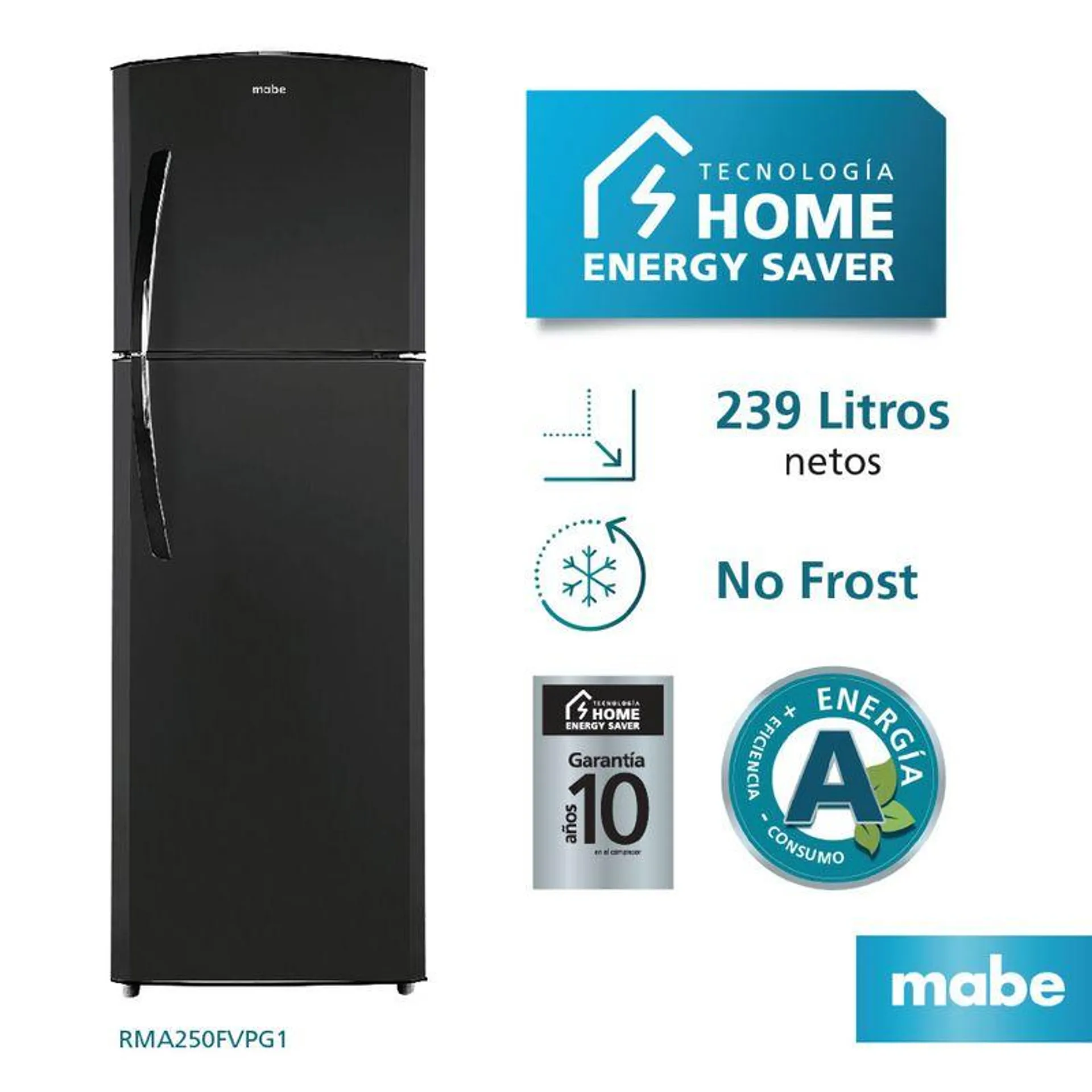 MABE REFRIGERADORA RMA250FVPG1 239LT GRA