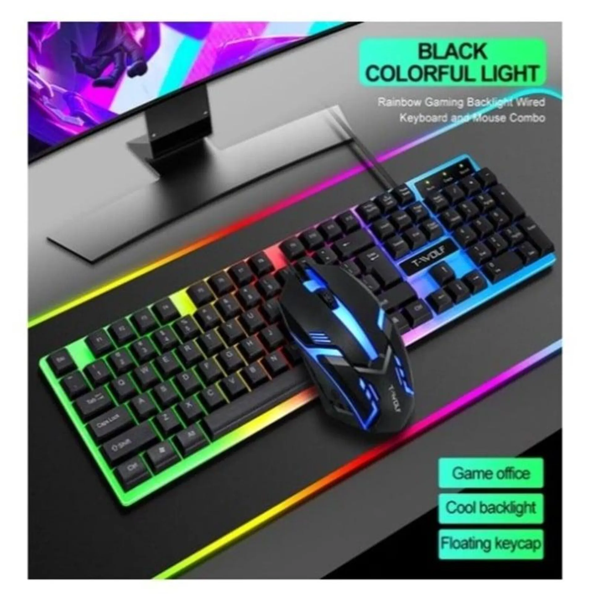 Teclado gamer rgb combo 2 en 1 , teclado + mouse. tf230 - twolf