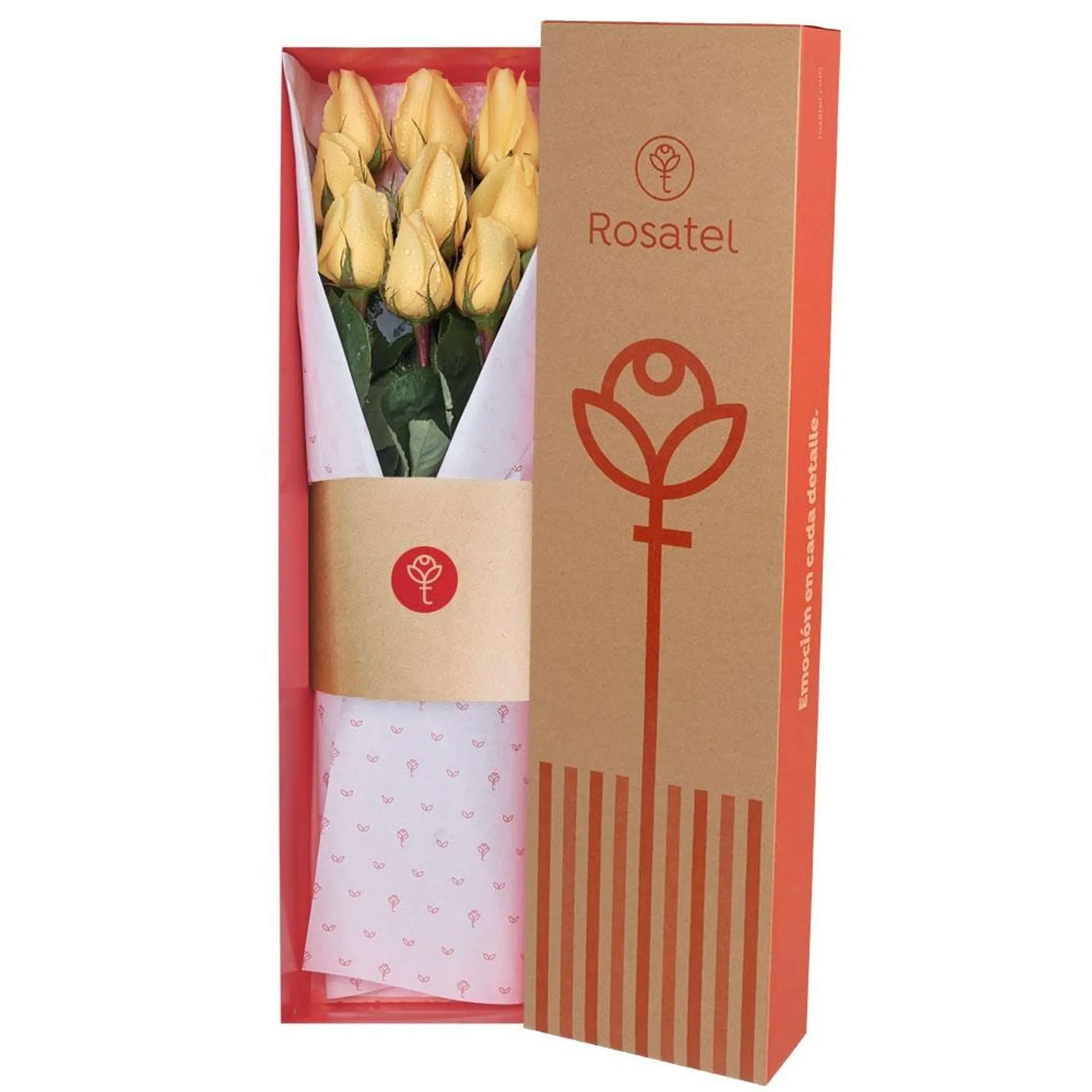 Caja Natural con 9 Rosas