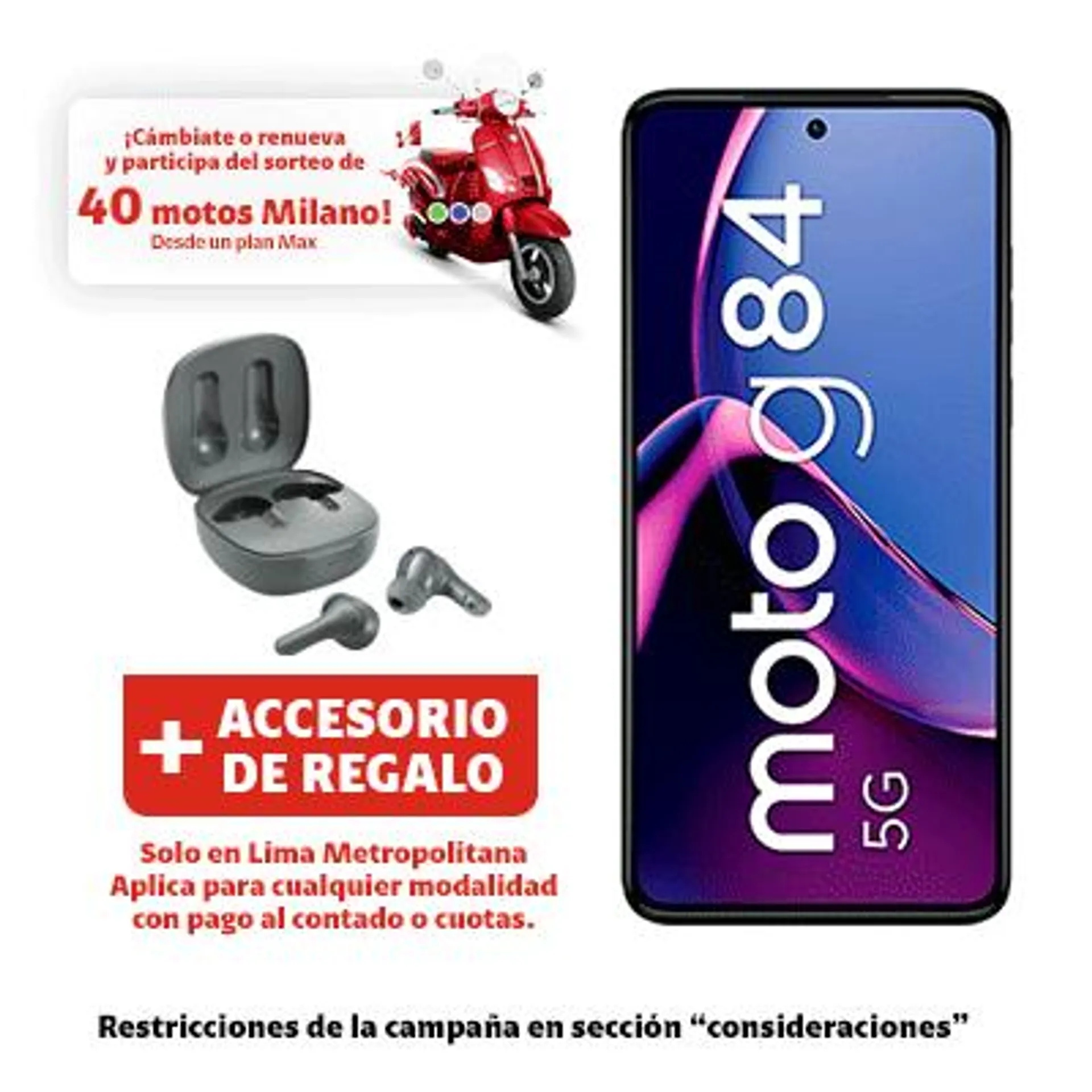 Moto G84 256GB 5G Negro Espacial + Audífonos