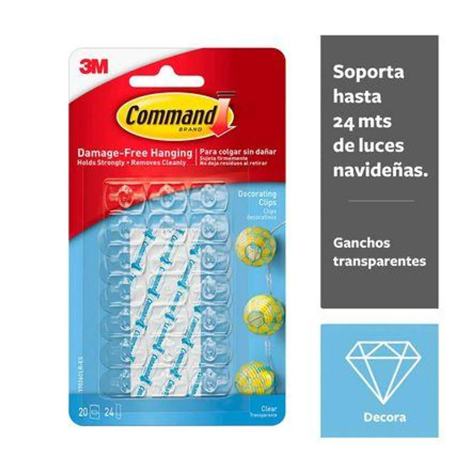 Mini Ganchos Decorativos, Transparentes 3m