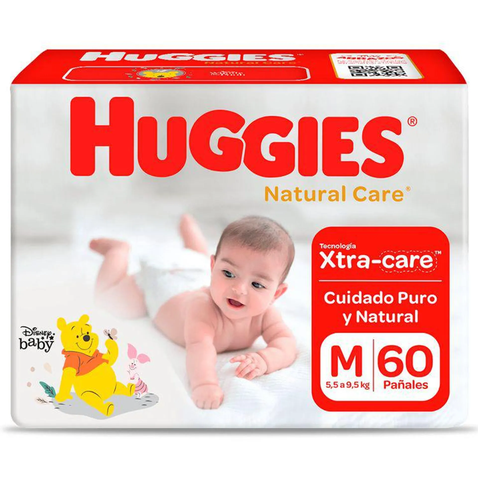 Pañal para Bebé Huggies Natural Care Talla M 60un.