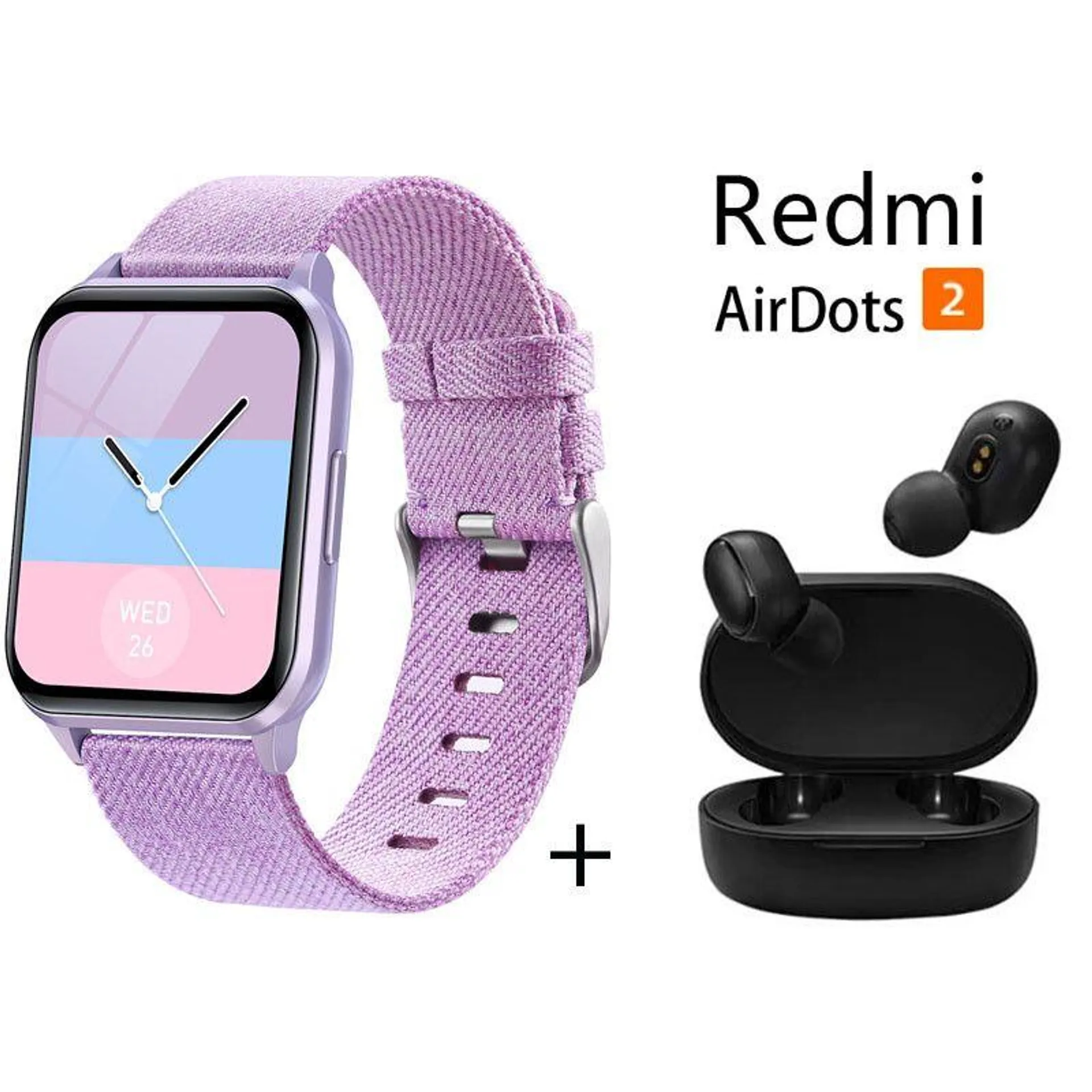 Y79 reloj inteligente deportivo + combo Xiaomi Redmi AirDots 2 - púrpura