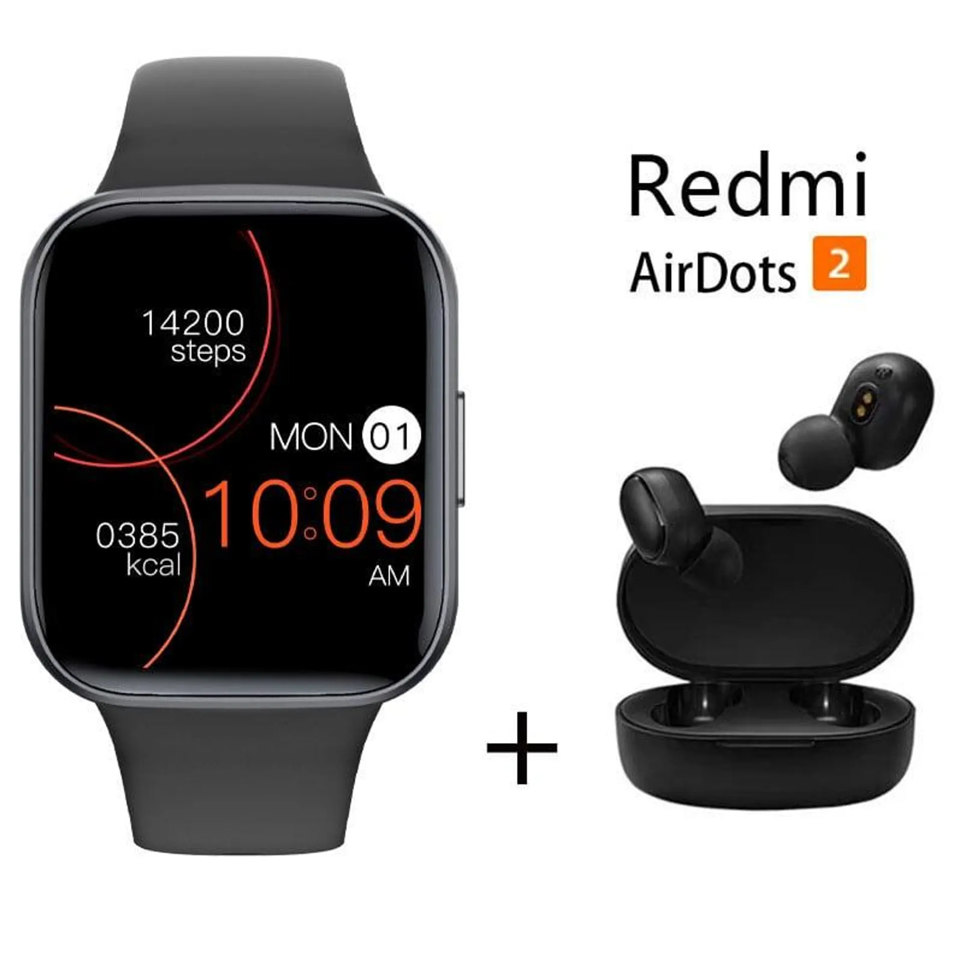 Reloj inteligente Y83 + combo XIAOMI Redmi AirDots 2 - Negro