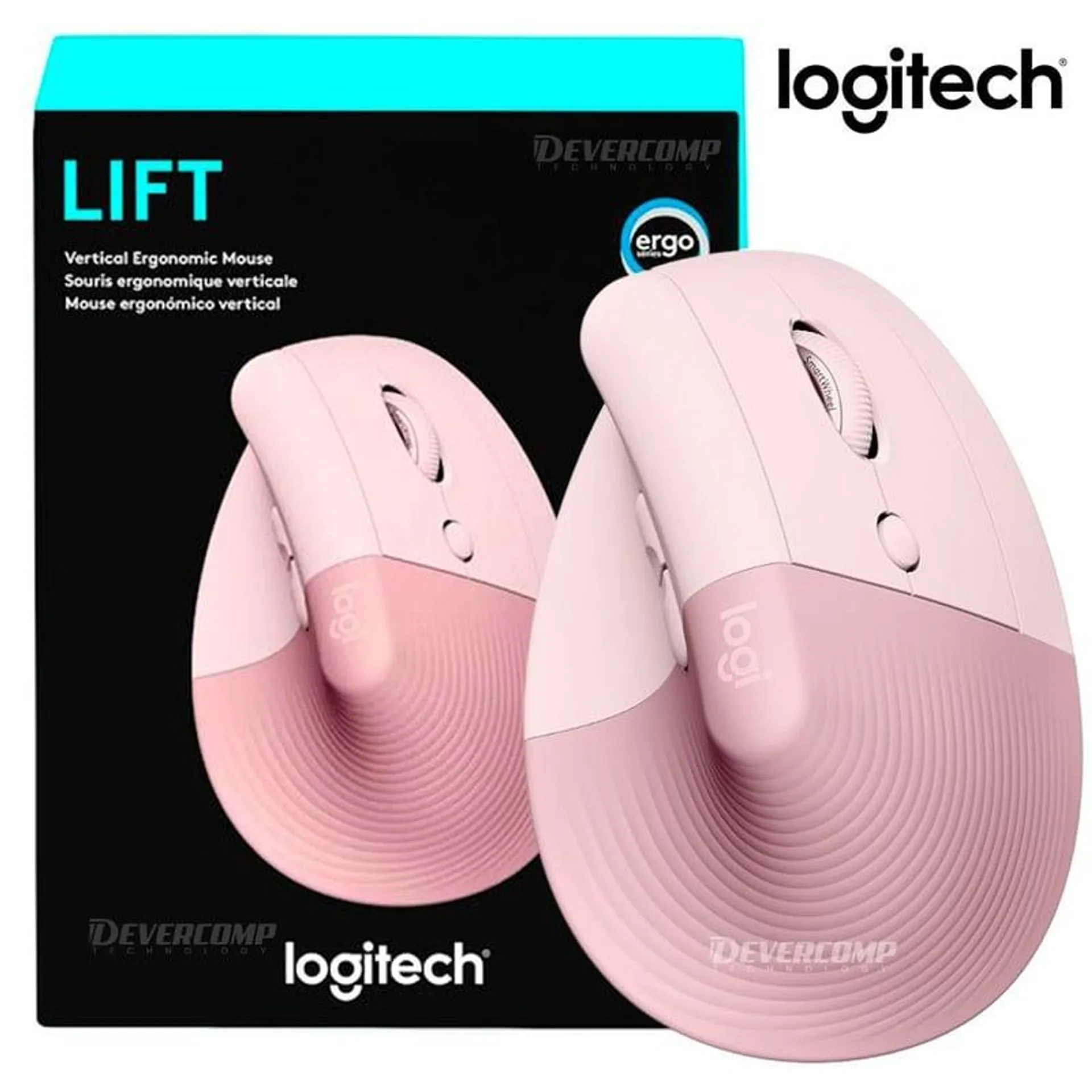 Mouse Logitech Lift Vertical Wireless Bluetooth Rosado