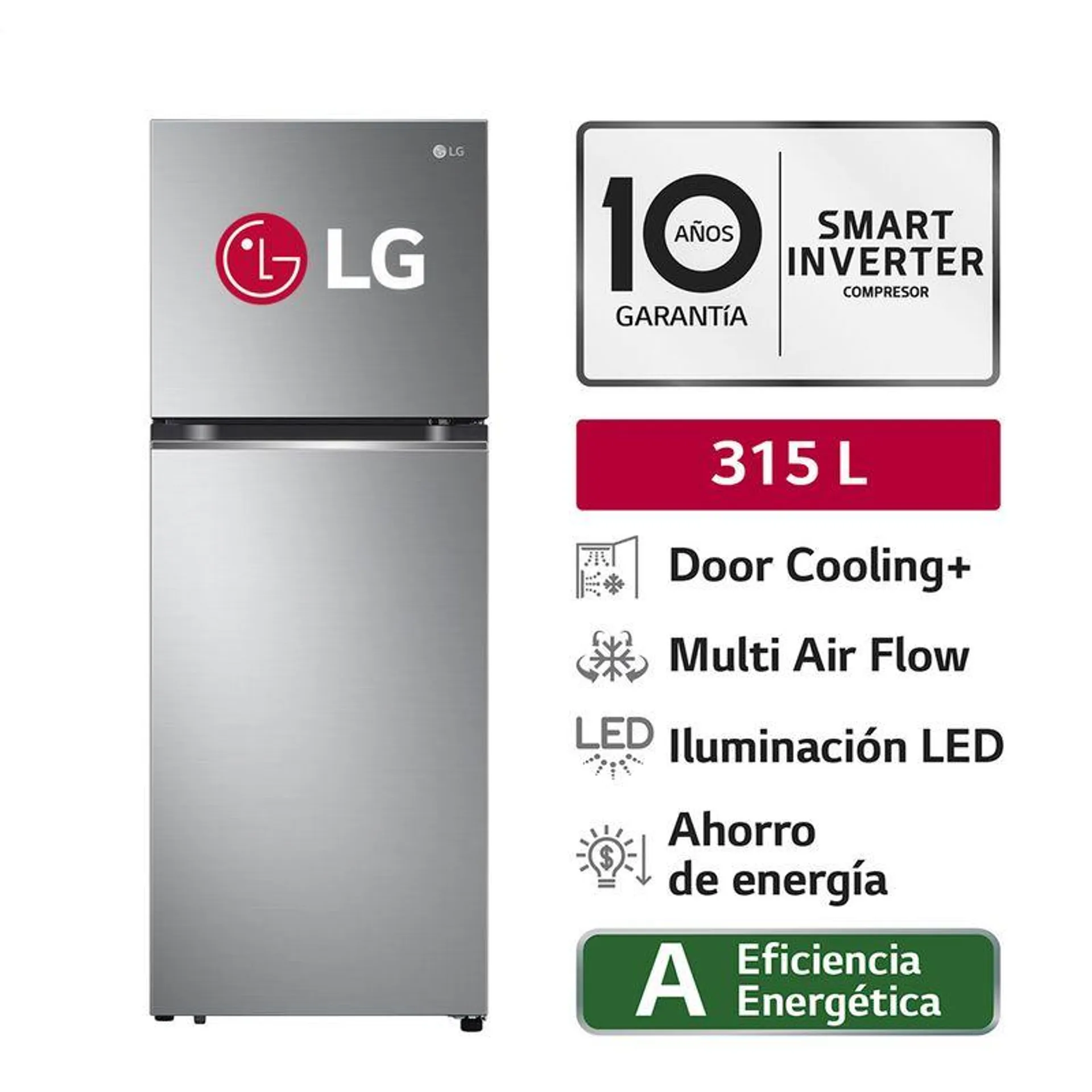 Refrigeradora Top Freezer LG GT31BPP 315L Door Cooling Plateada