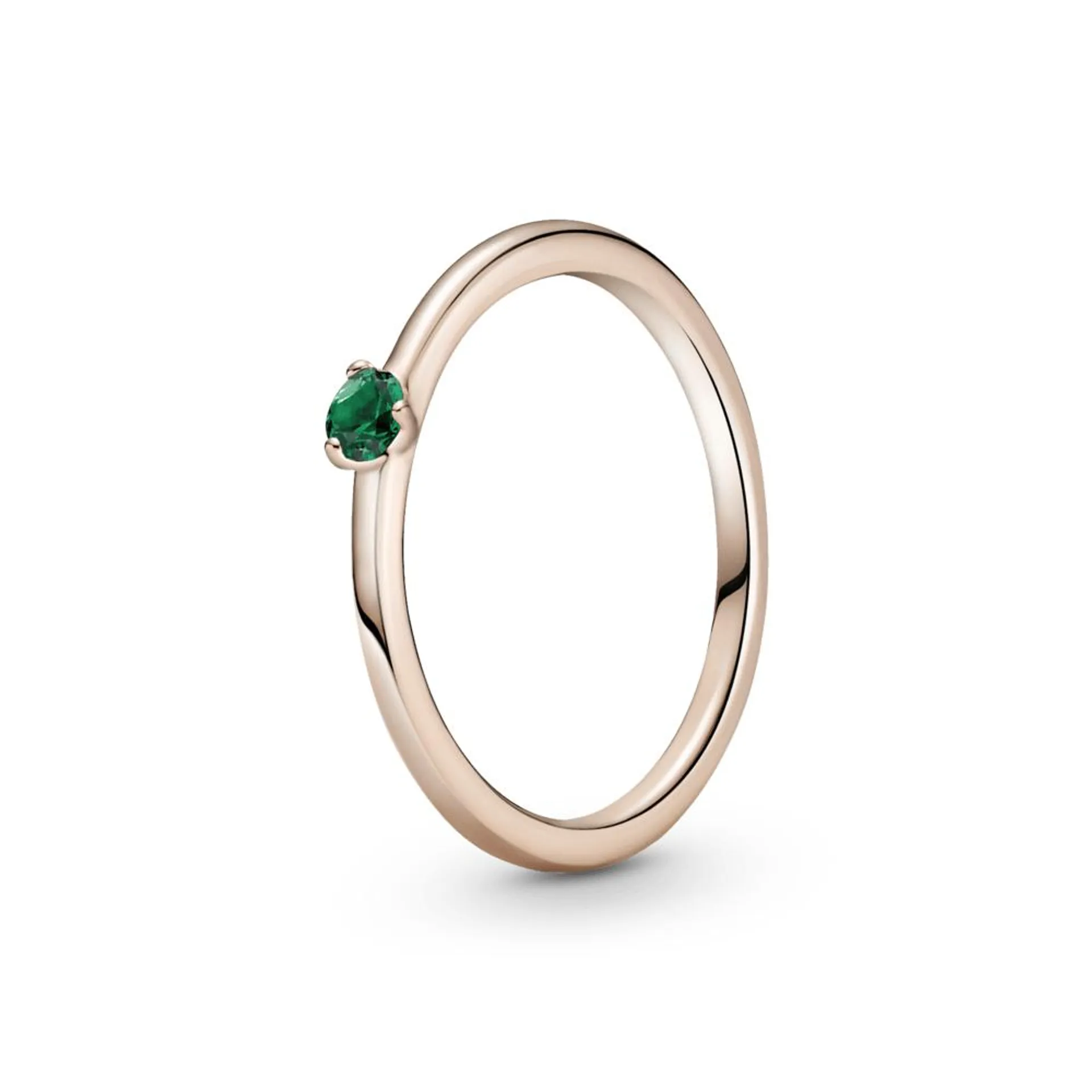 Anillo Solitario verde Recubrimiento en Oro Rosa de 14k