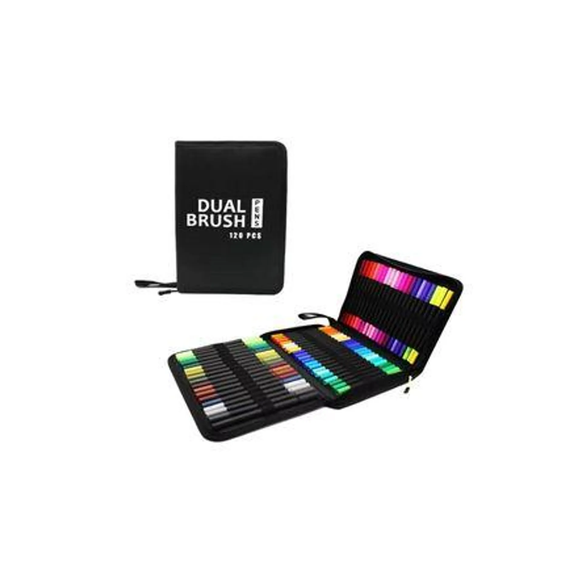 Plumones Dual Brush 120 Piezas Punta Pincel y Punta Fina - Brush120N