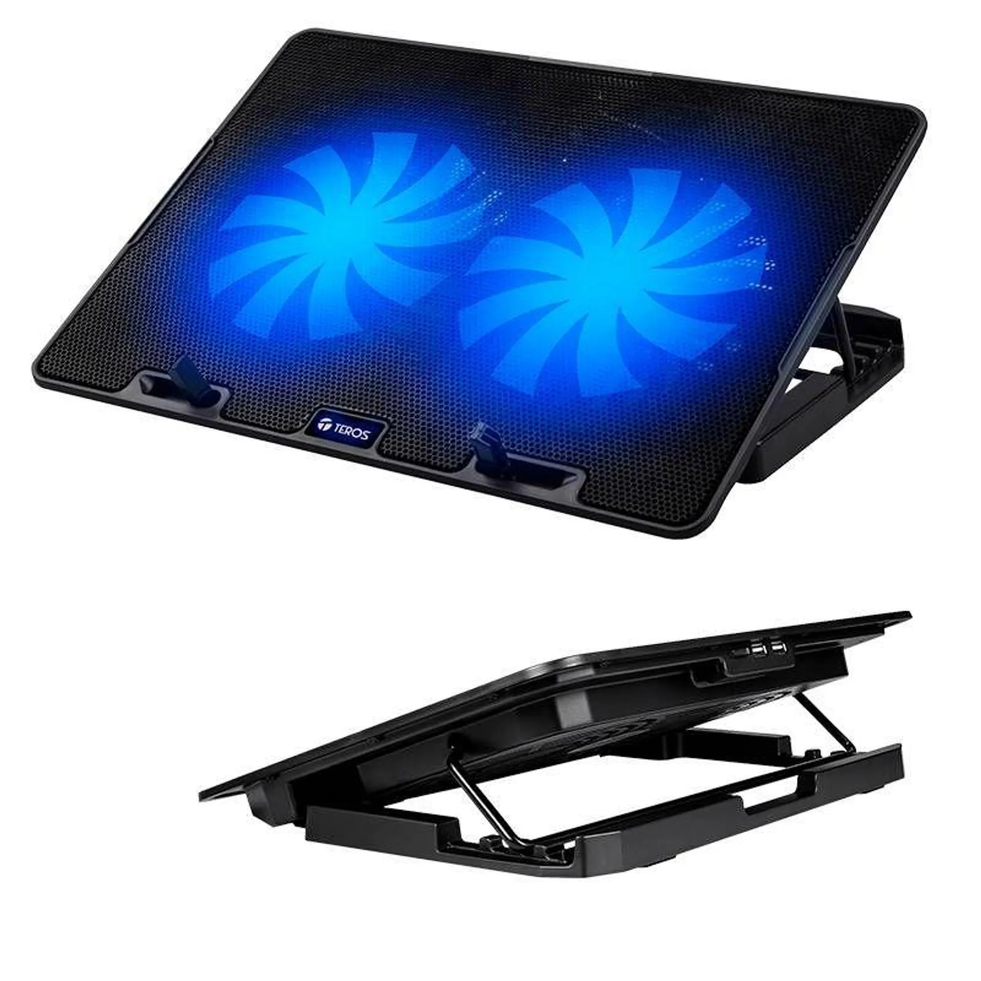 COOLER PARA LAPTOP TEROS CON DOBLE VENTILADOR Y DOBLE PUERTO USB