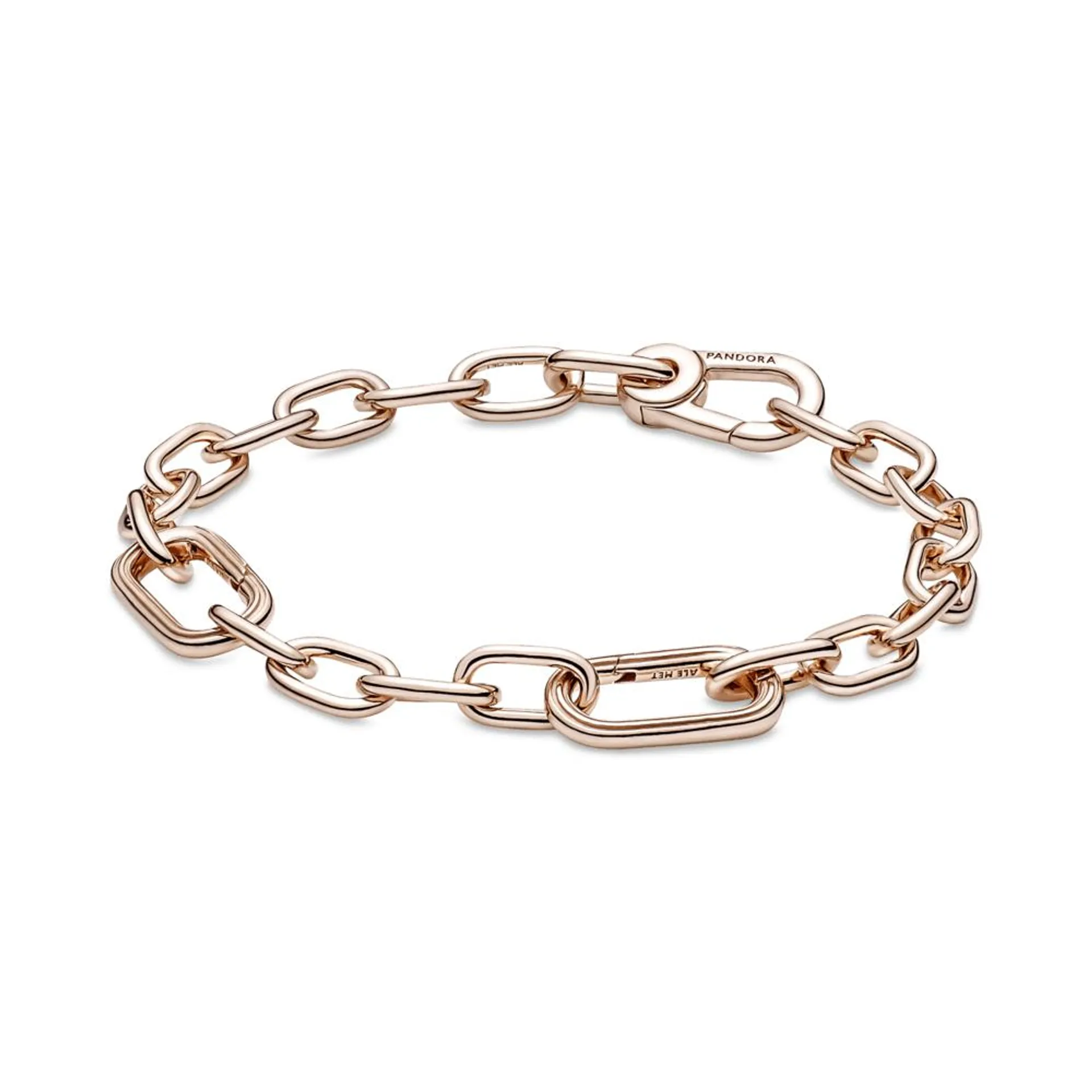 Brazalete De Cadena De Eslabones Dos Conectores Recubrimiento en Oro Rosa De 14K Pandora Me