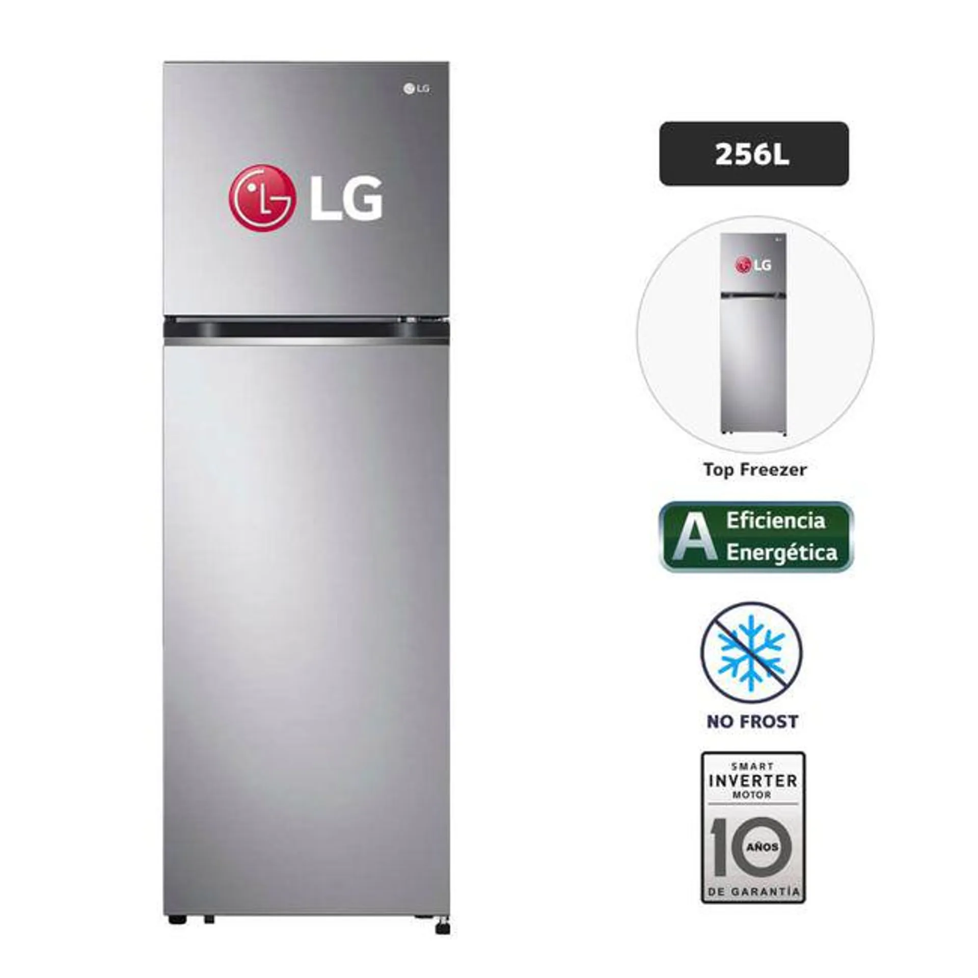 Refrigeradora LG 256L No Frost GT26BPP Plateado