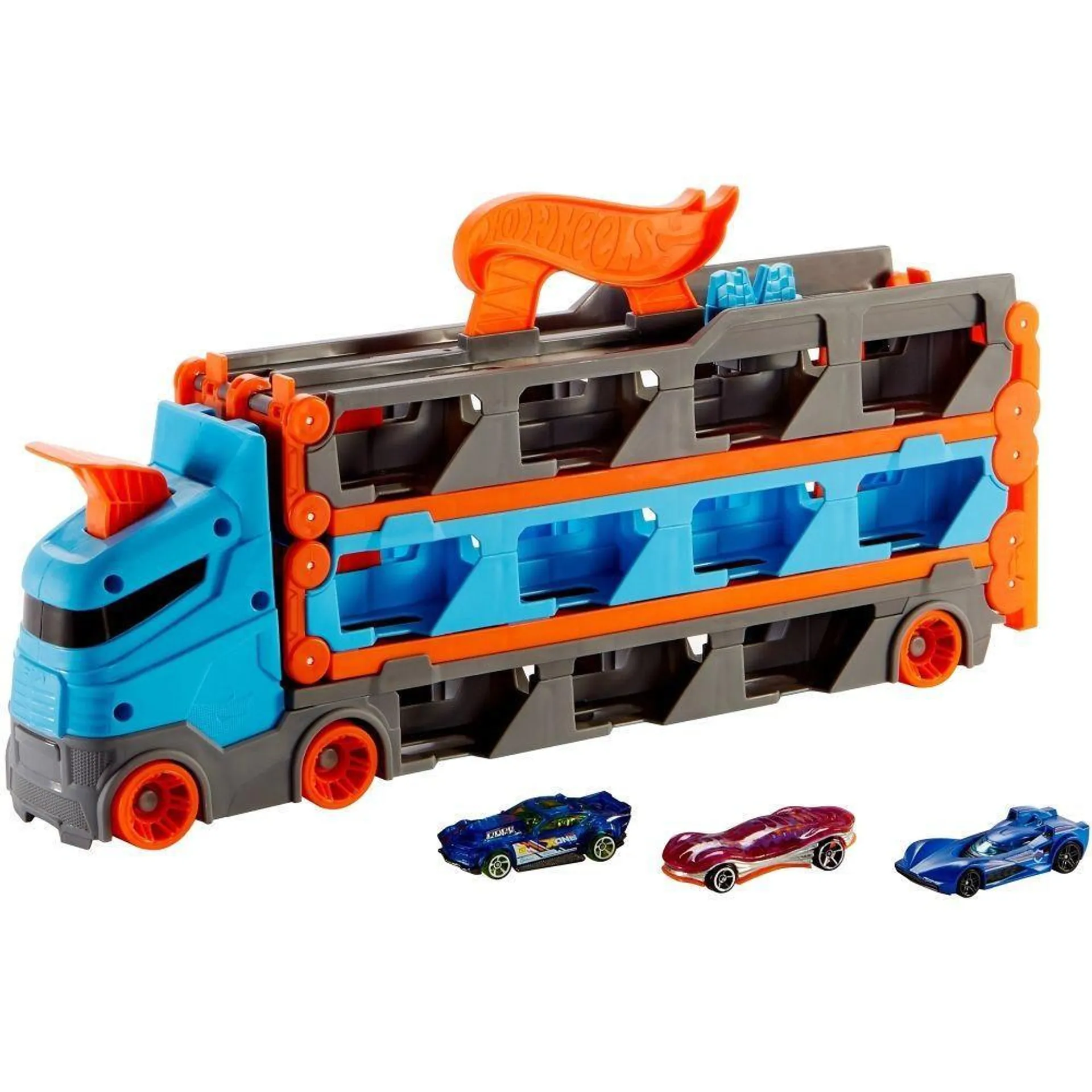 Camión Remolque Pista De Carreras Hot Wheels Gvg37