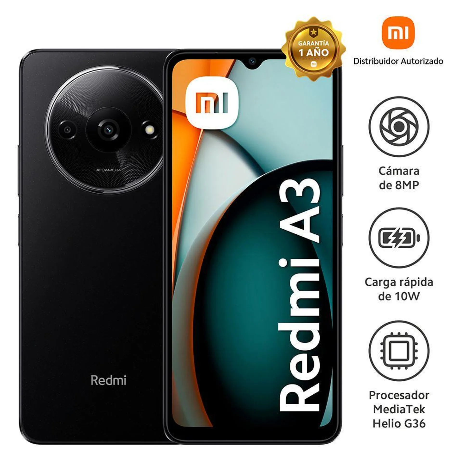 Celular Redmi A3 6.71" 3GB RAM 64GB Midnight Black