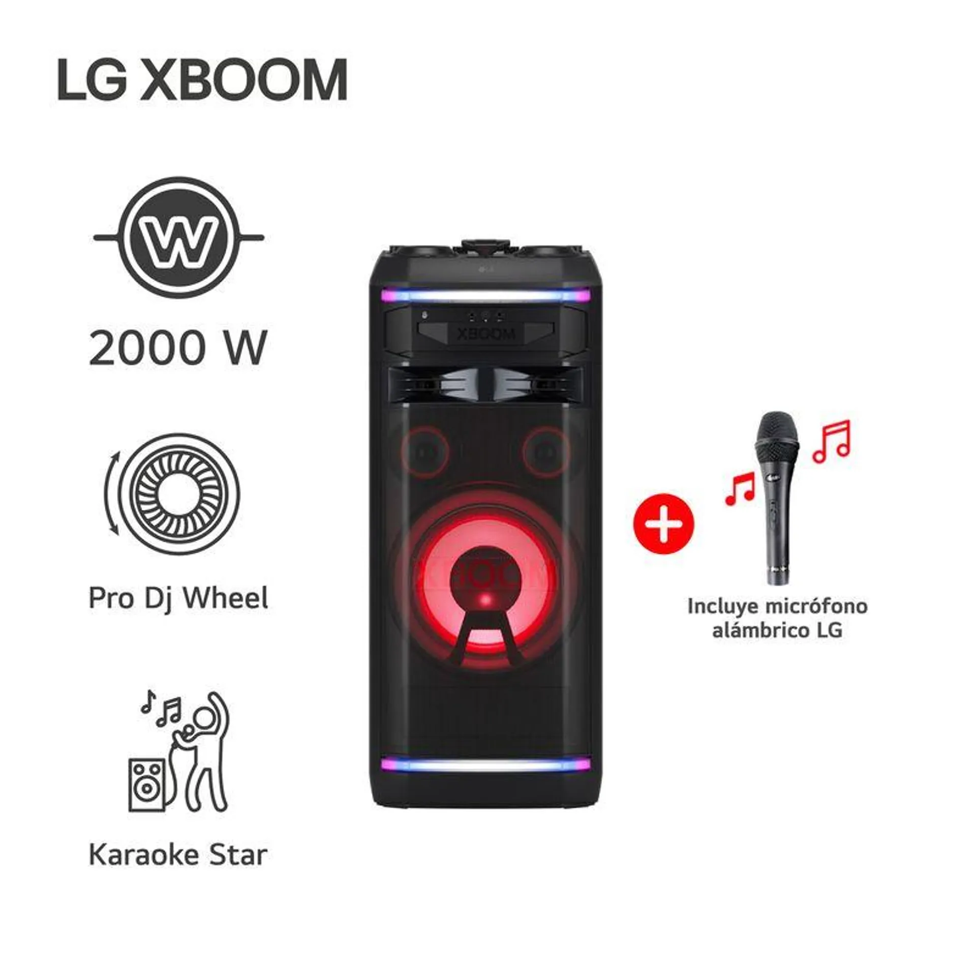 Torre de sonido LG XBOOM OK99M 2000W Bluetooth Karaoke Star