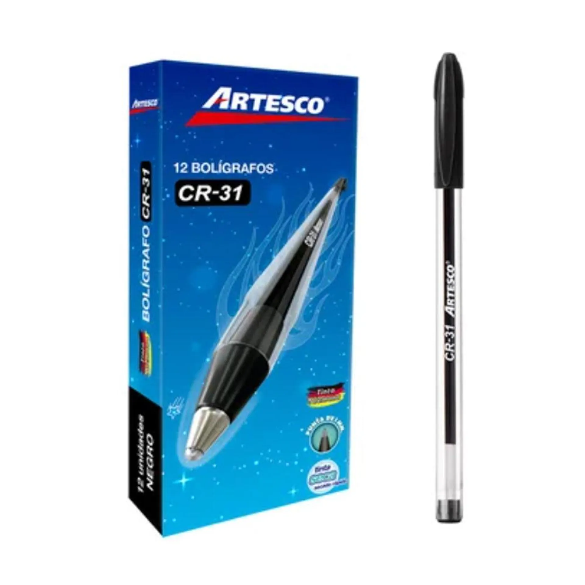 Bolígrafo Artesco Cr-31 (Ar07072015) Tinta Seca Color Negro x Unidad