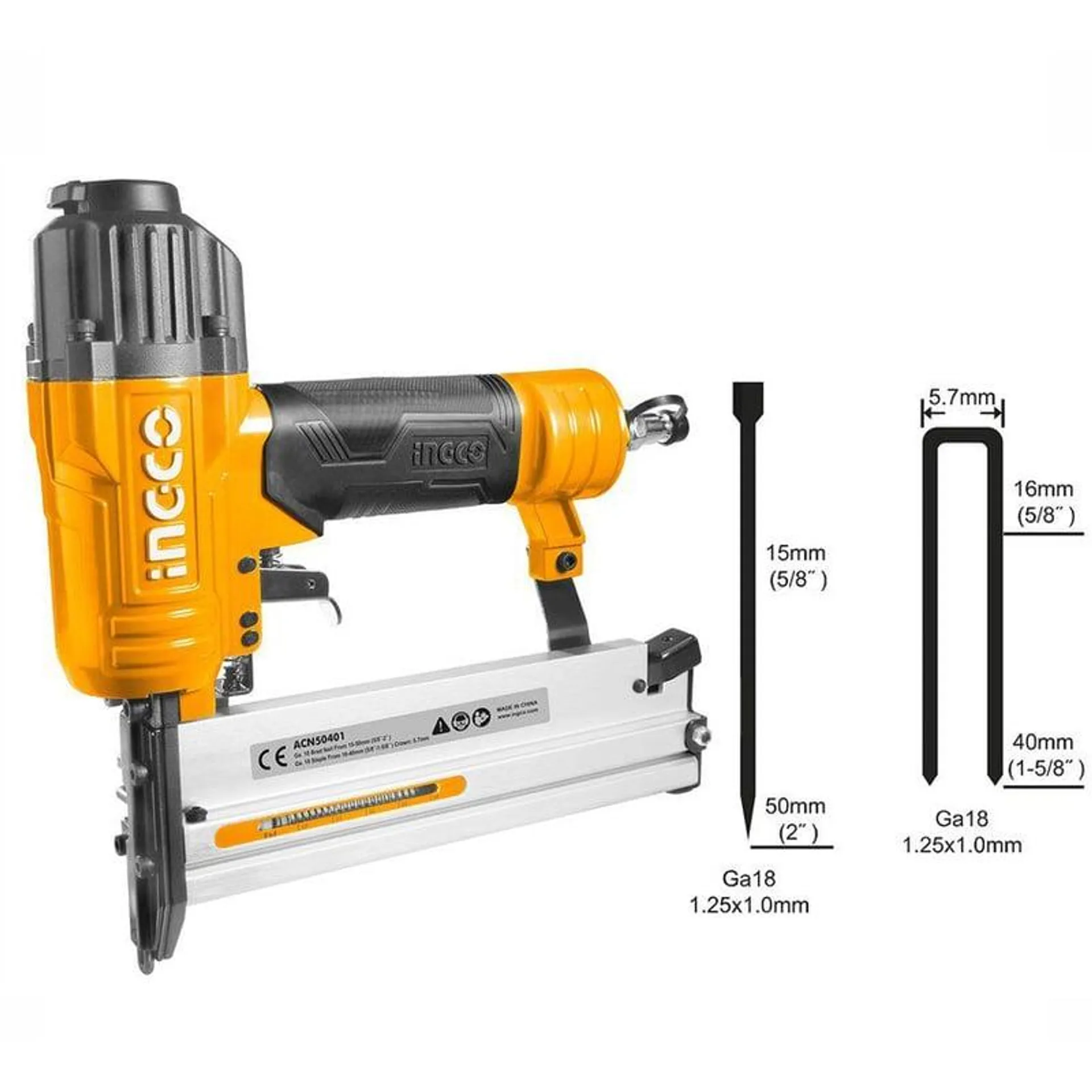 CLAVADORA ENGRAPADORA 2 EN 1 NEUMÁTICA A COMPRESOR INGCO - ACN50401