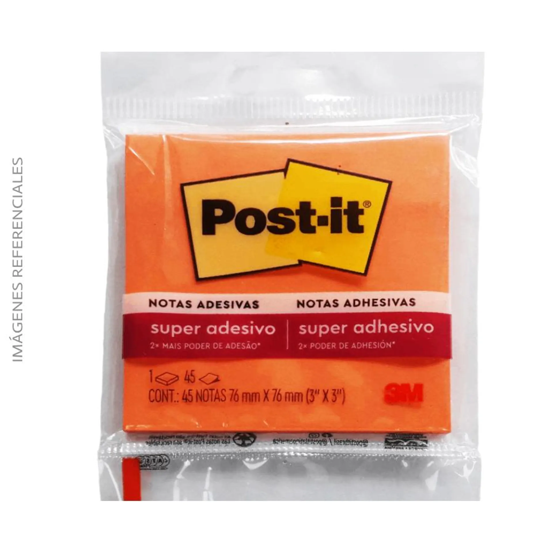 Nota Adhesiva Post It 3" X 3" Naranja Super Adhesivo 45Hojas