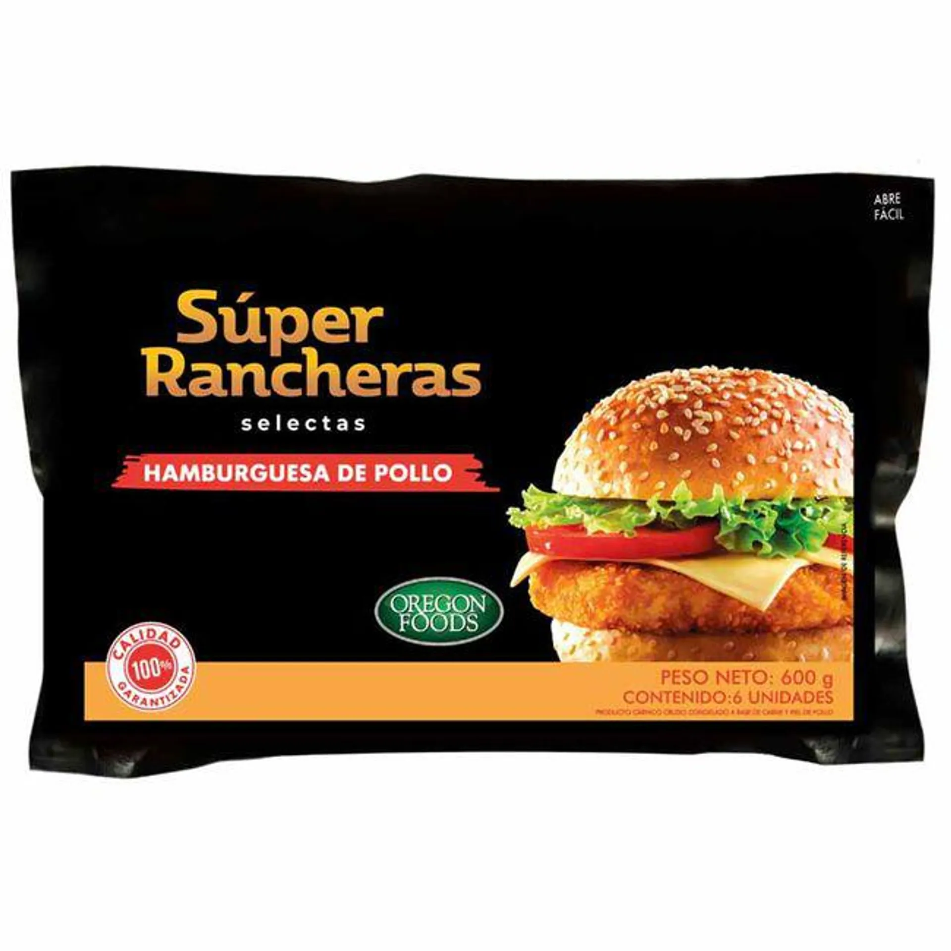 Hamburguesa de Pollo RANCHERAS Bolsa 600g