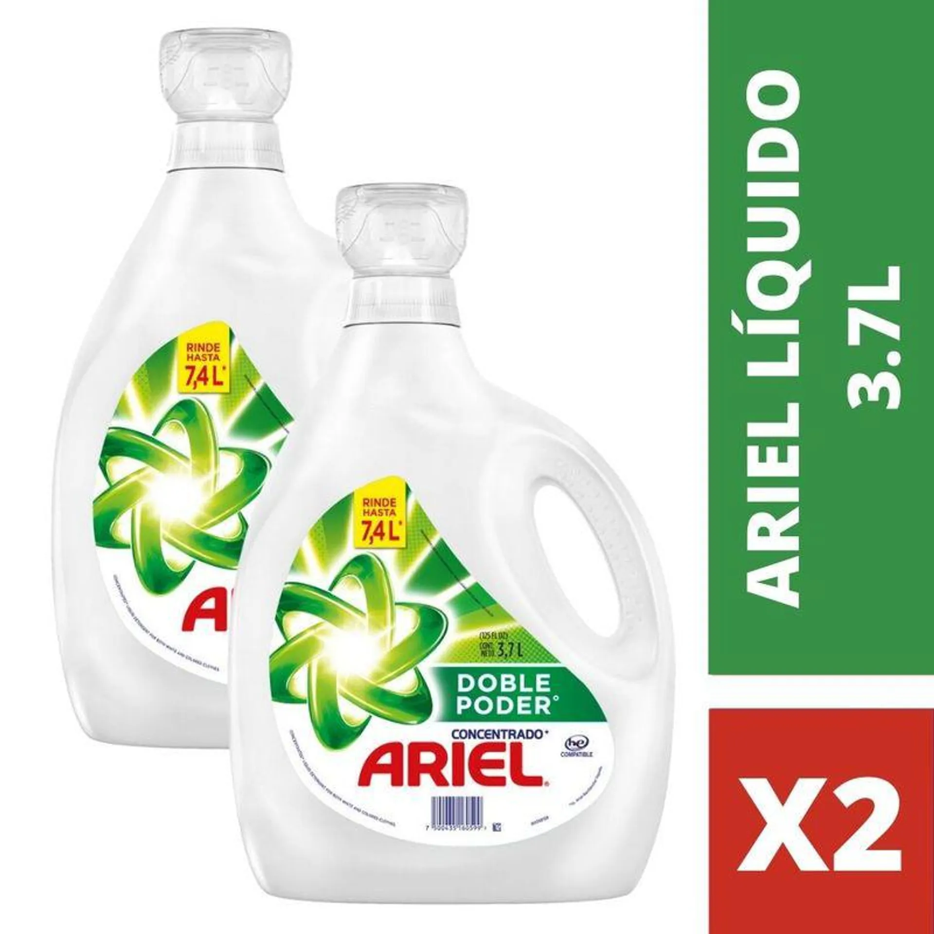 Twopack Detergente Líquido Concentrado Ariel Doble Poder 3.7L