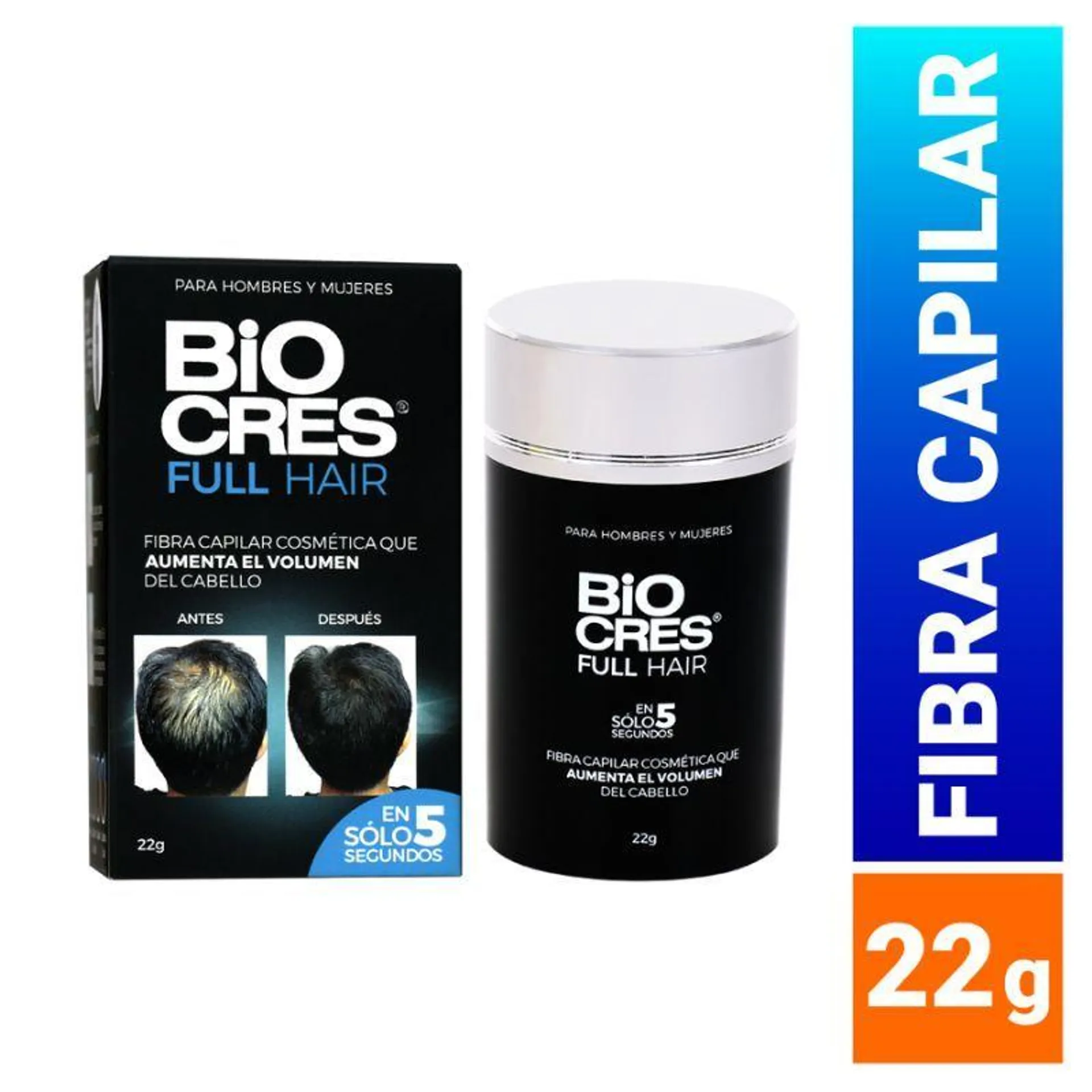 Biocres Full Hair Negro - Frasco 22 G