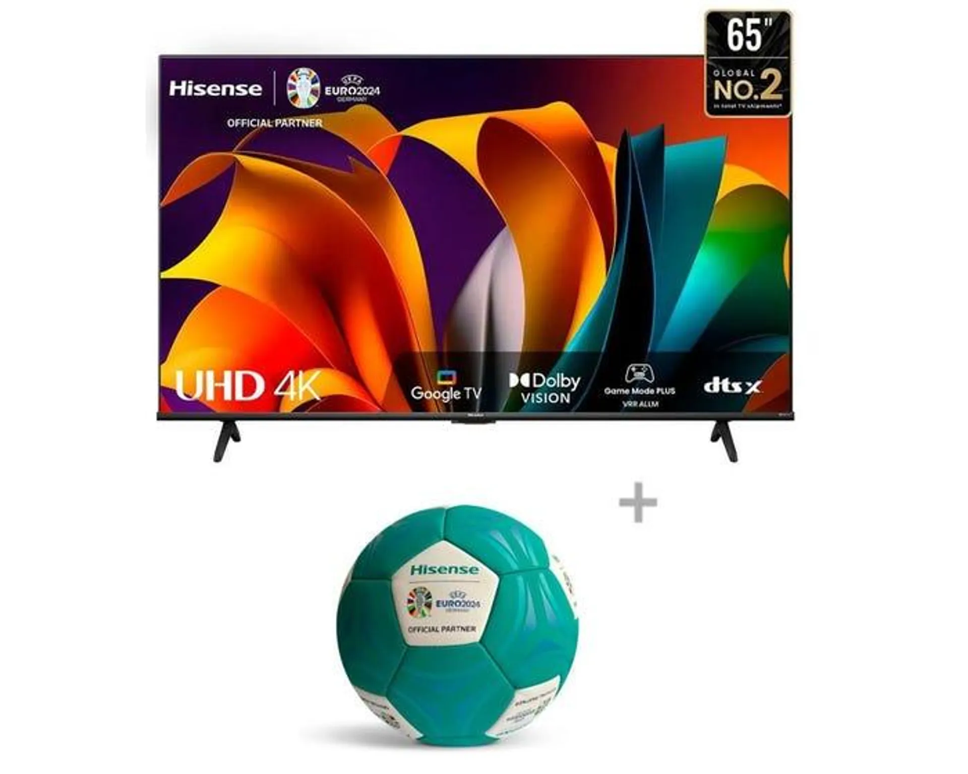 Televisor Hisense Smart TV 65" LED 4K UHD 65A6NA + PELOTA HISENSE - EURO 2024