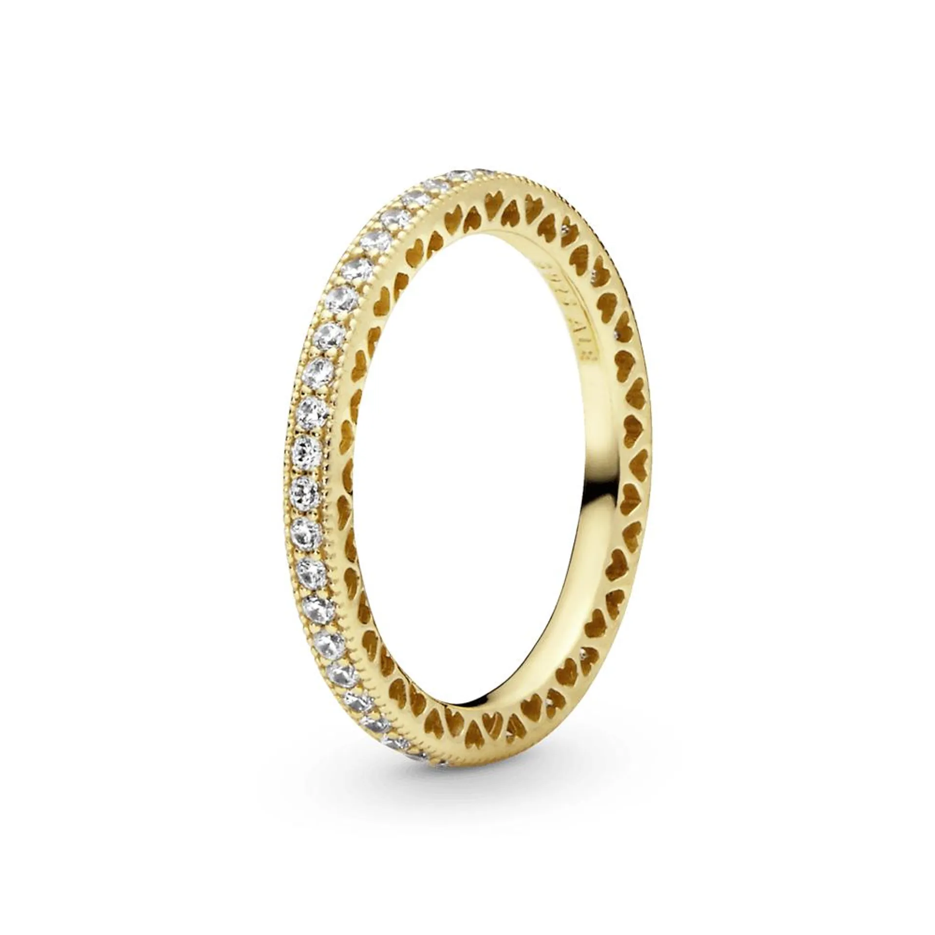 Anillo corazones con brillo Recubrimiento en Oro de 14k