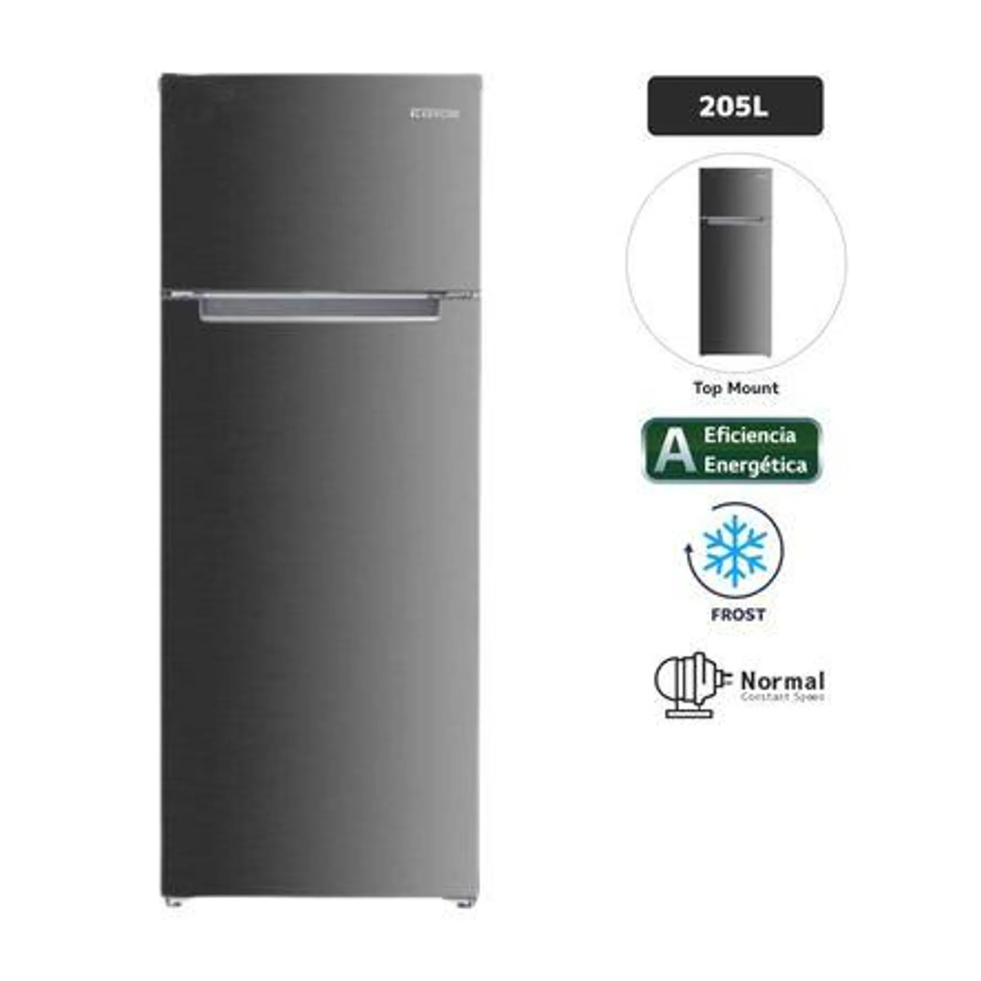 Refrigeradora Frost 205 litros 2pn Inox Blackline