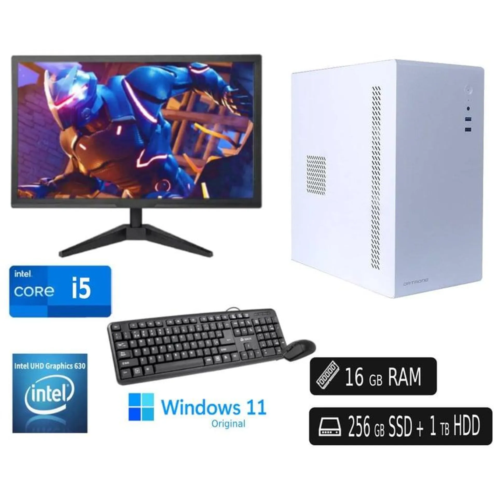 COMPUTADORA PC Intel Ci5 7500 16GB 256GB SSD 1TB HDD Monitor LED 22"