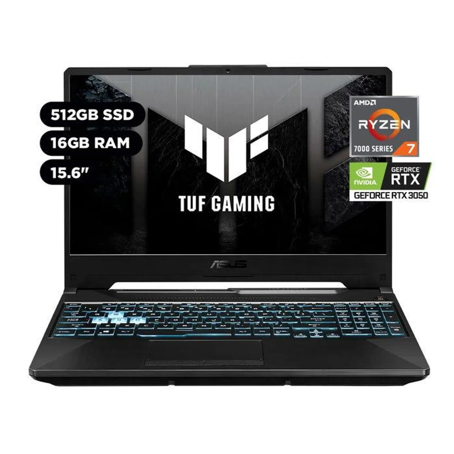 Laptop Gamer Asus TUF F15 15.6" Ryzen 7 Serie 7000 16GB 512GB SSD NVIDIA RTX3050 FA506NCR-HN005W