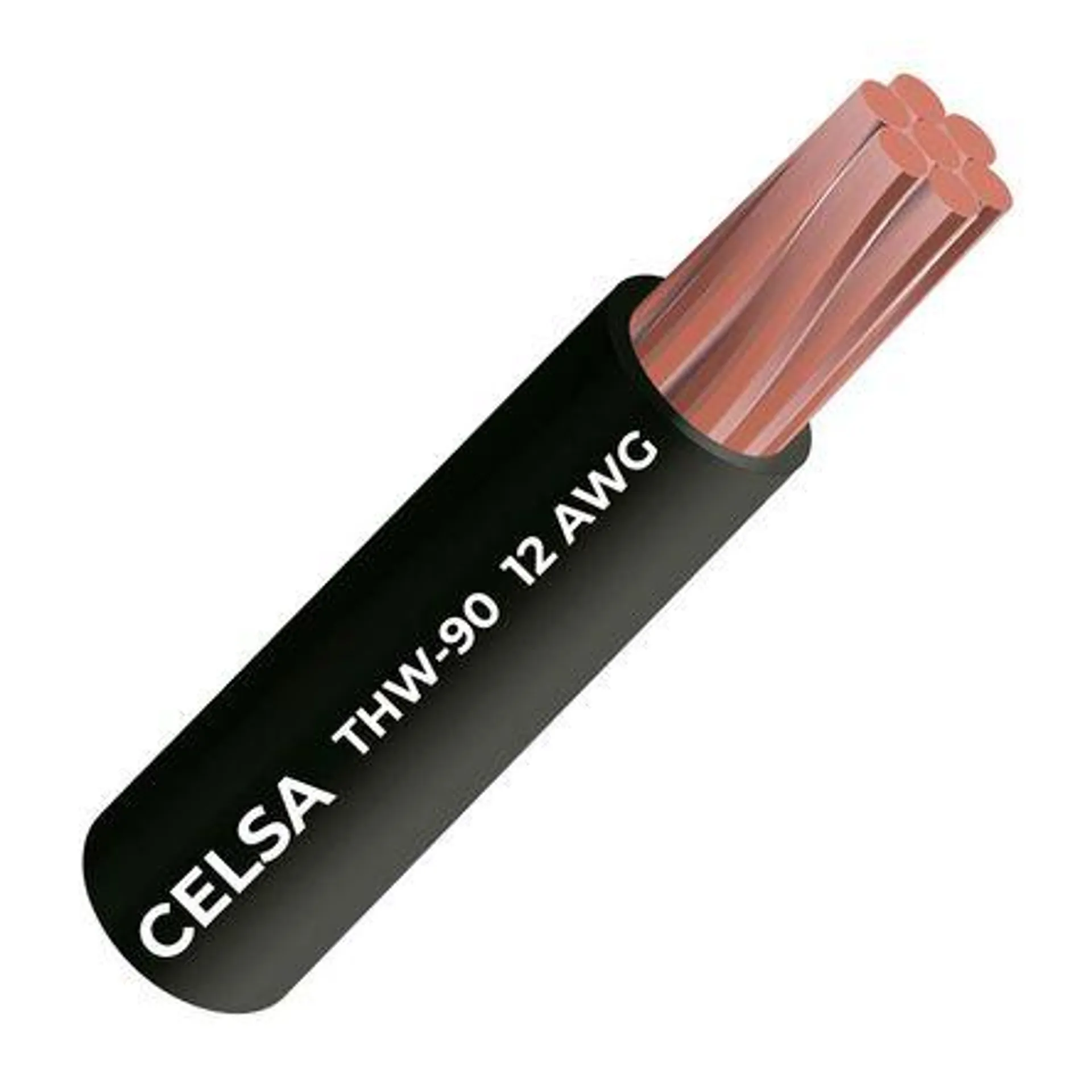 Cable THW-90 450/750 V 12 AWG Celsa Negro 100m