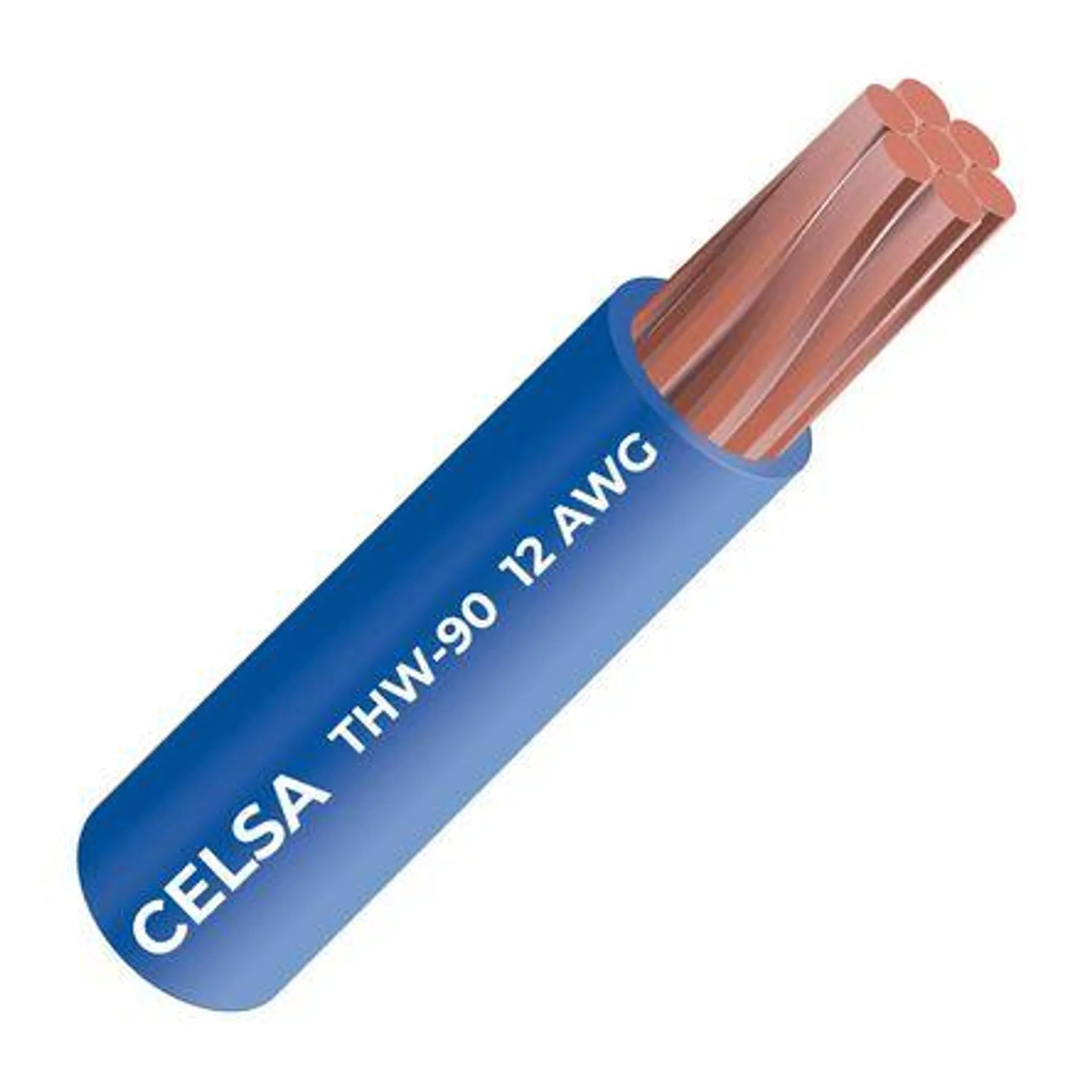 Cable THW-90 450/750 V 12 AWG Celsa Azul 100m