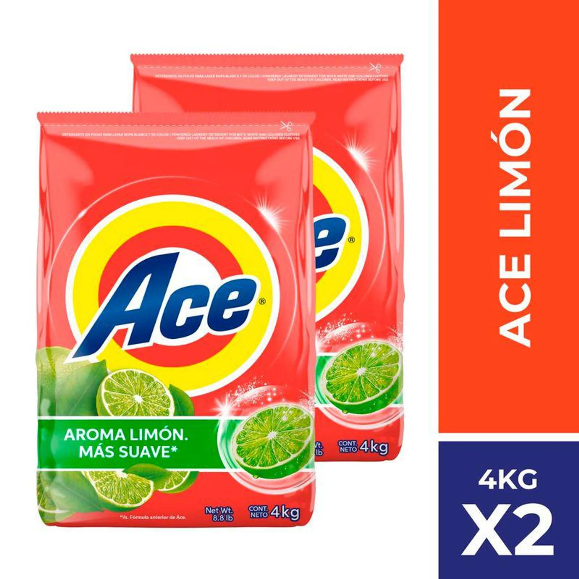 Twopack Detergente en Polvo Ace Limón 4kg