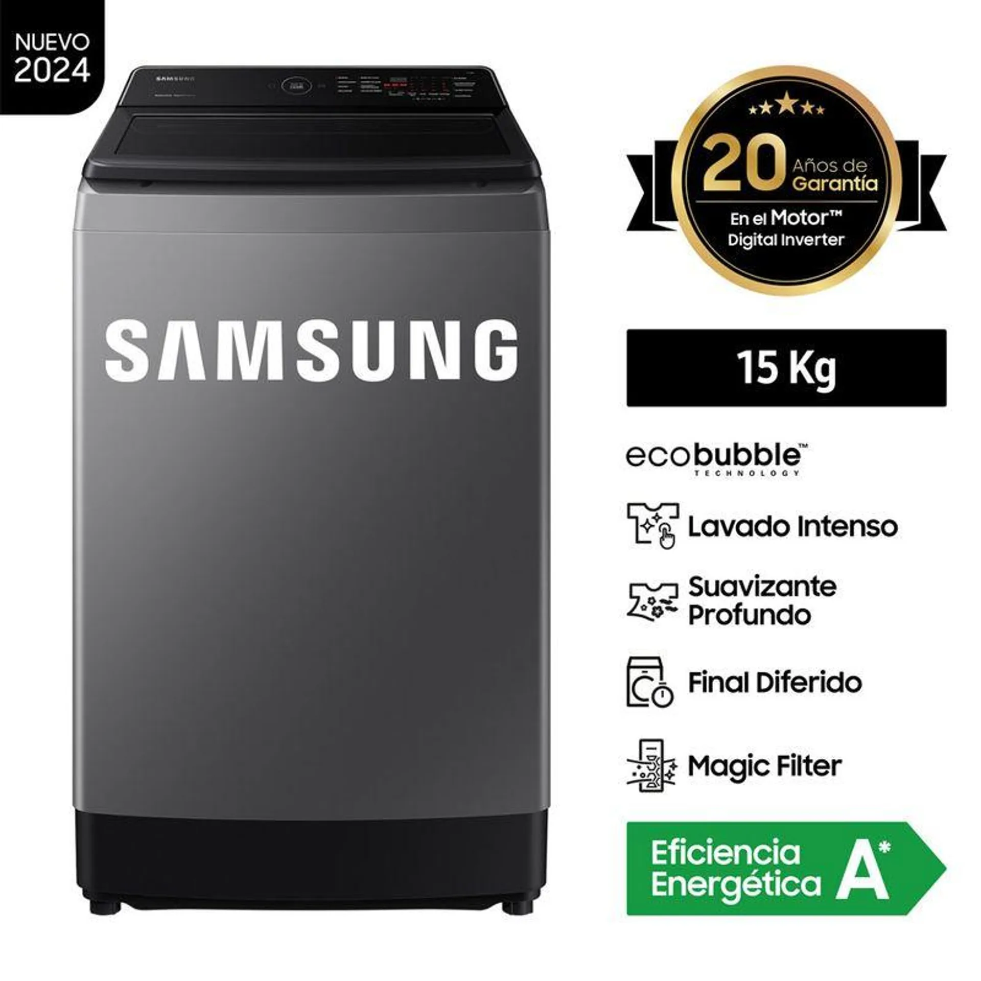 Lavadora Samsung Wa15Cg5441Bdpe 15Kg Gris