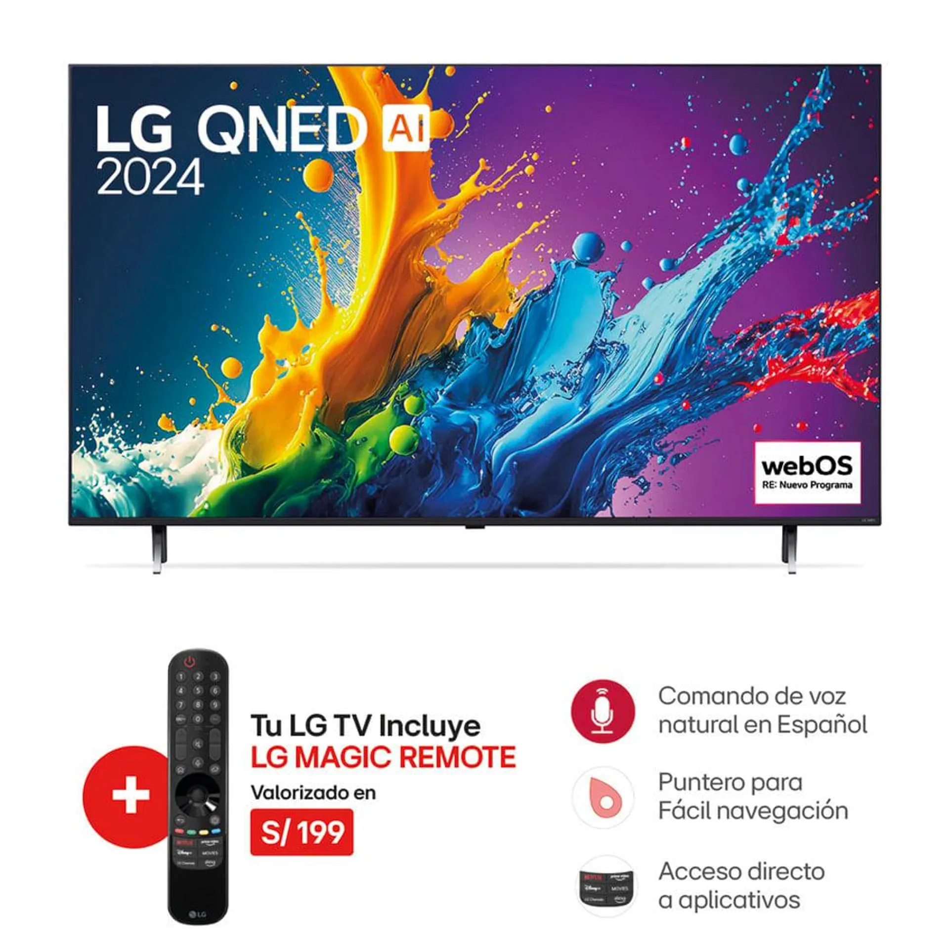 Televisor LG QNED 55" 4K ThinQ AI 55QNED80Z (2024)