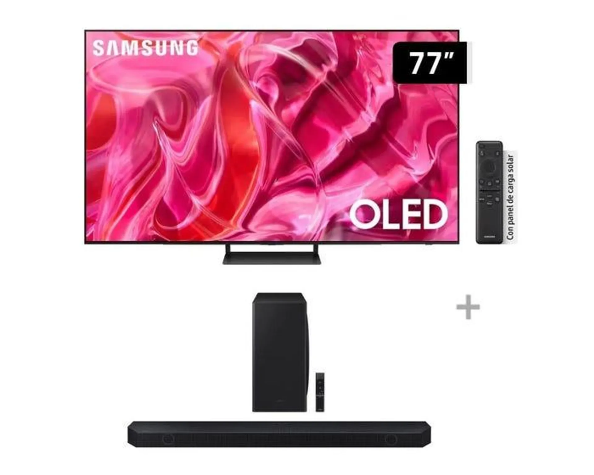 Televisor Samsung Smart TV 77" OLED 4K QN77S90CAGXPE (2023) + Soundbar Samsung Wifi + Bluetooth 5.1.2 CH HW-Q800D (2024)